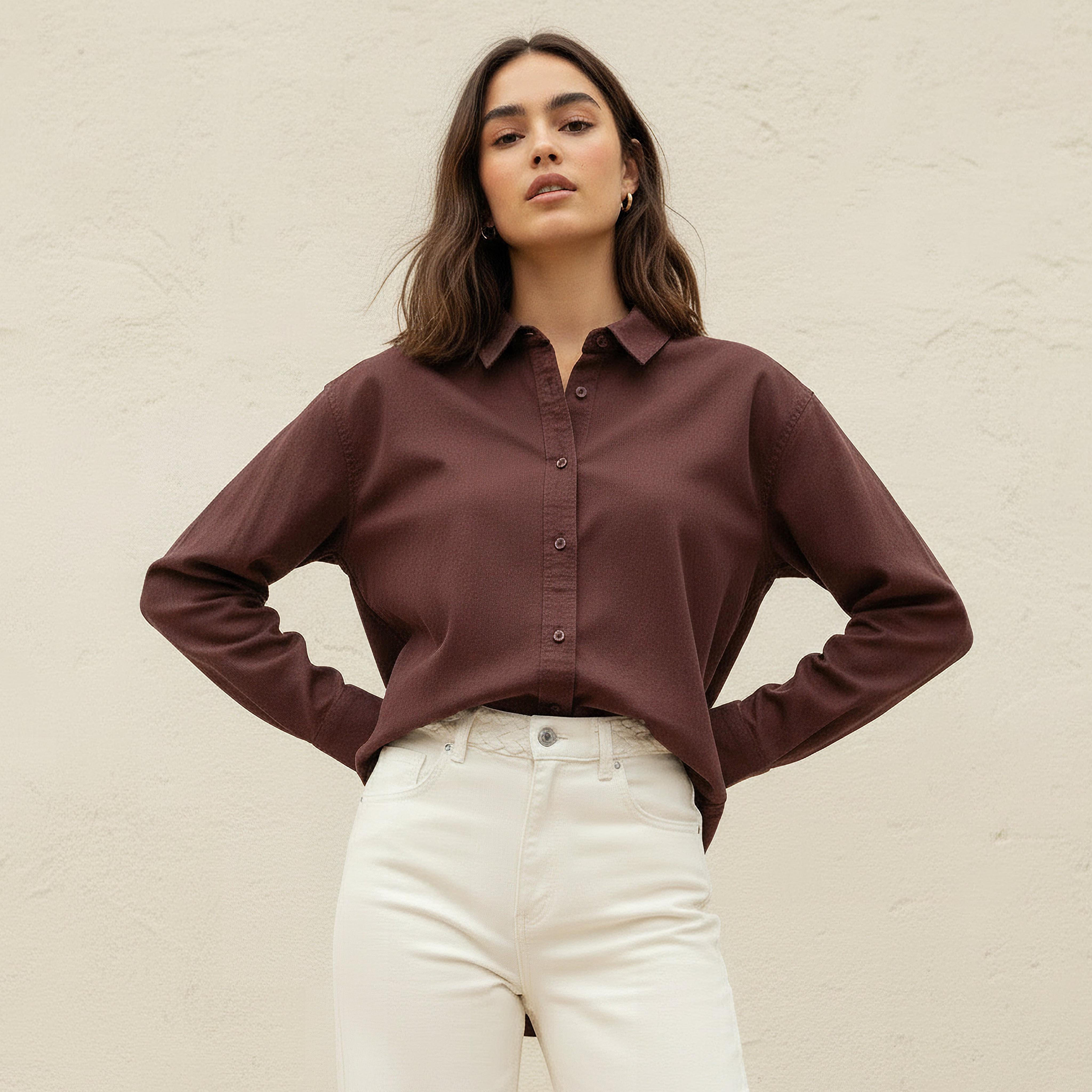 قميص قطن فضفاض بحواف متفاوتة-women-clothing-shirtsandblouses-shirts-image-5