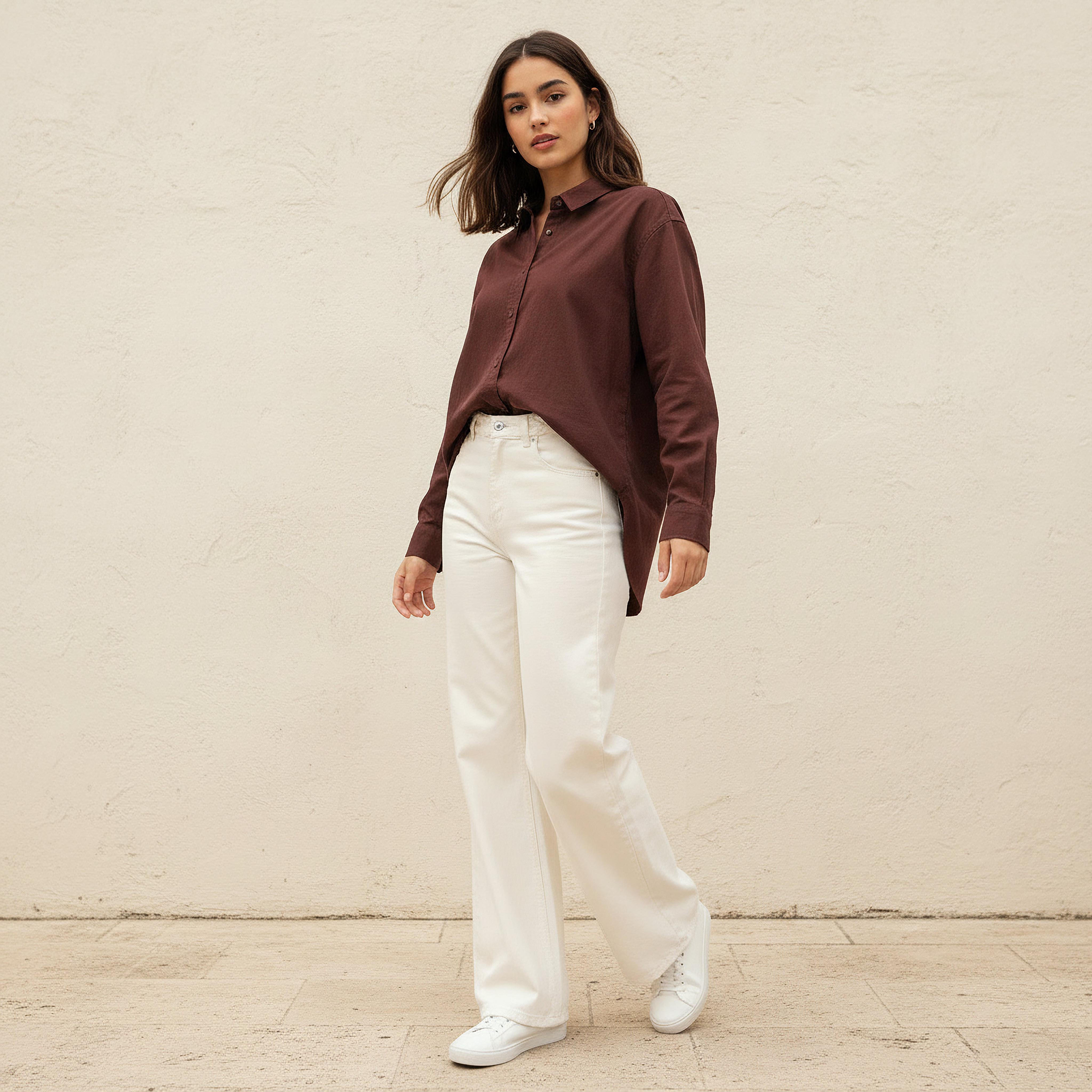 قميص قطن فضفاض بحواف متفاوتة-women-clothing-shirtsandblouses-shirts-image-3