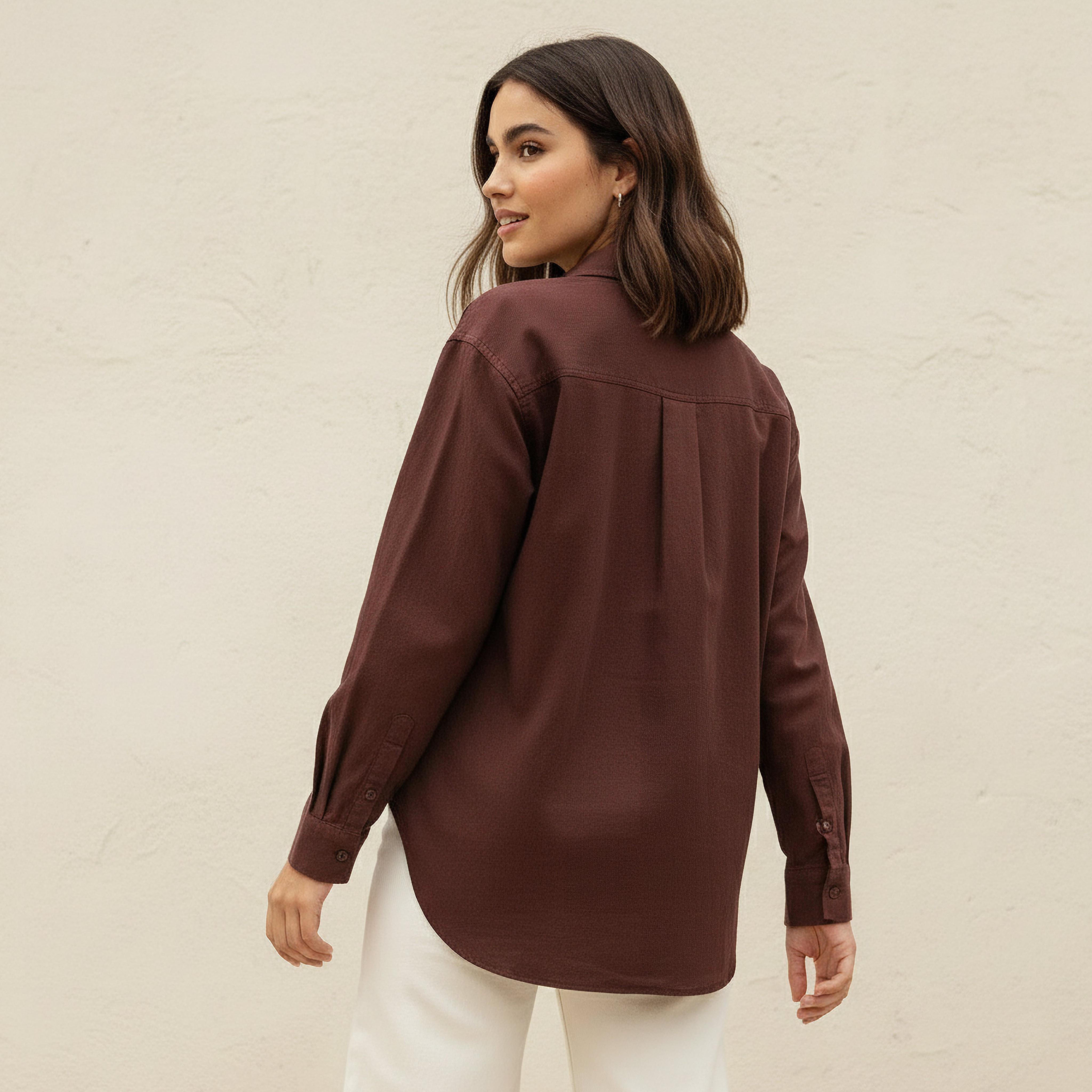 قميص قطن فضفاض بحواف متفاوتة-women-clothing-shirtsandblouses-shirts-image-2