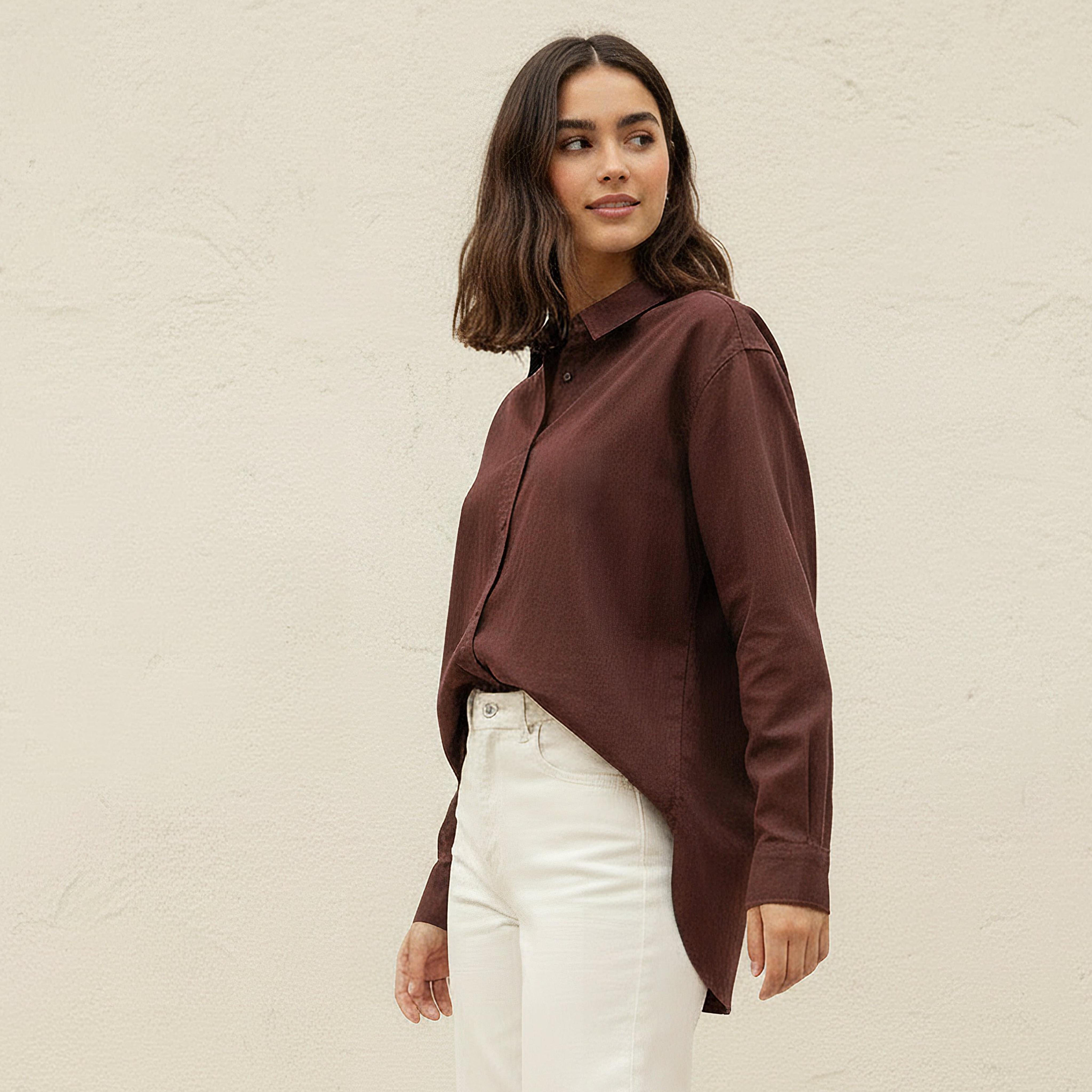 قميص قطن فضفاض بحواف متفاوتة-women-clothing-shirtsandblouses-shirts-image-1