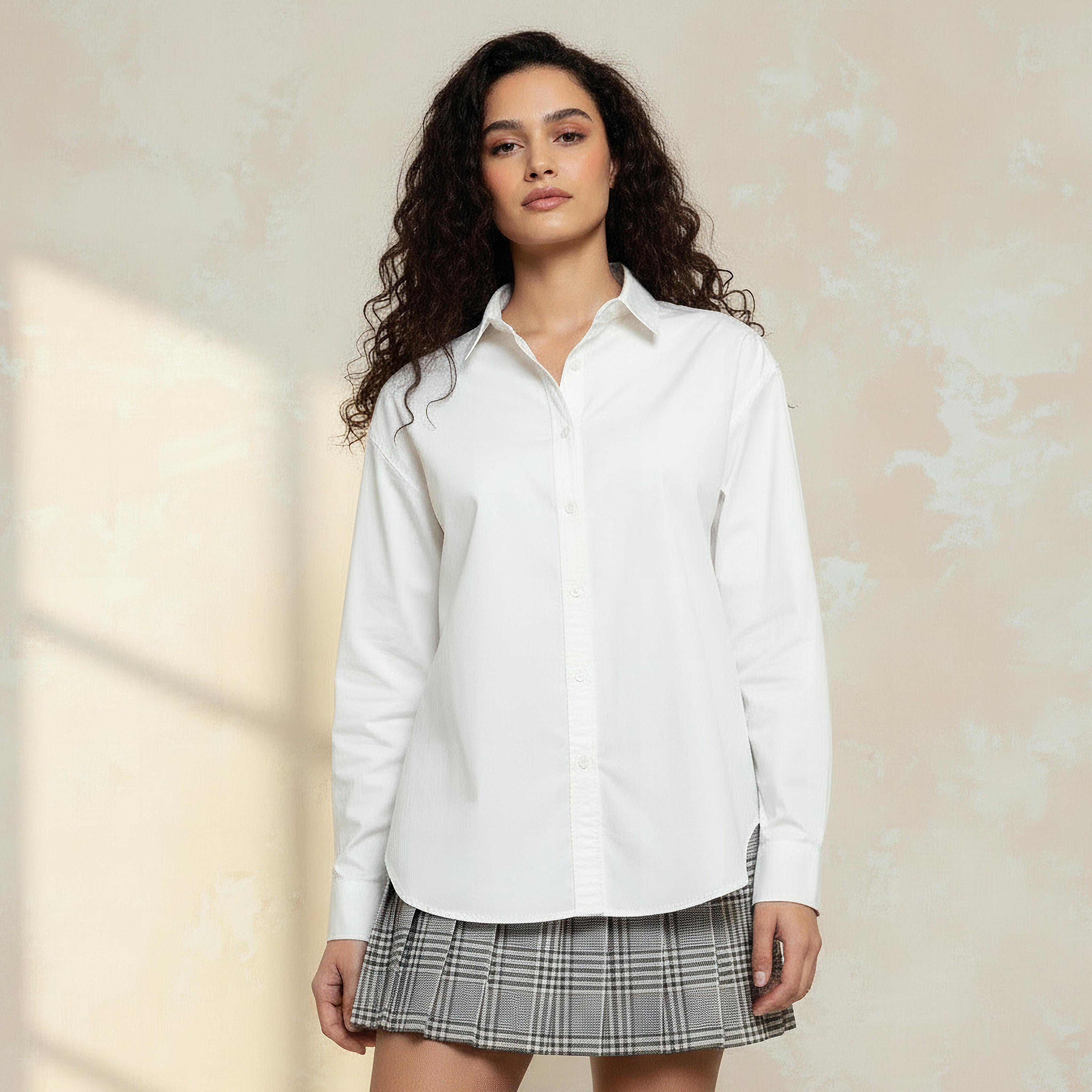 Oversized Cotton Shirt with High-Low Hem-women-clothing-shirtsandblouses-shirts-image-1