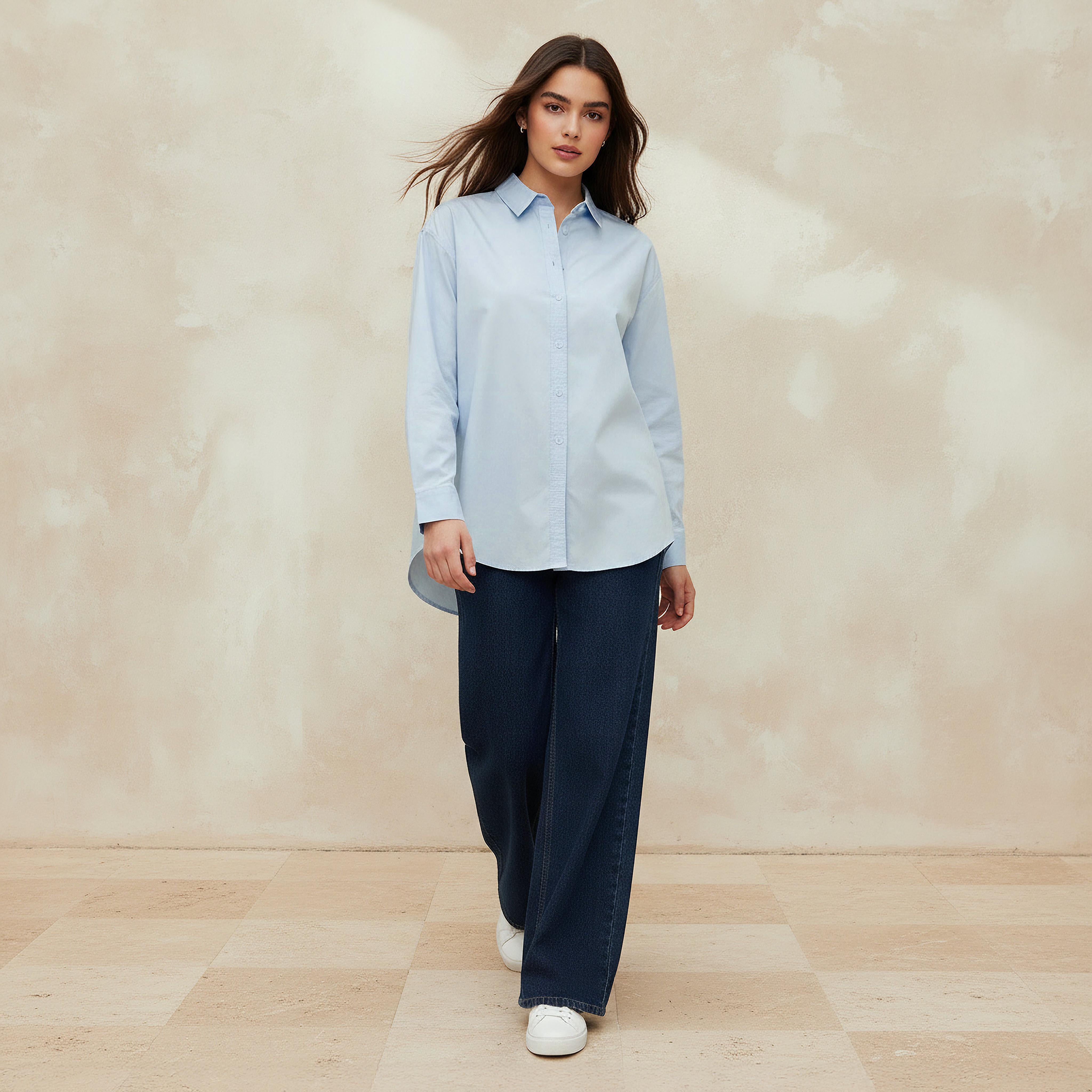 Oversized Cotton Shirt with High-Low Hem-women-clothing-shirtsandblouses-shirts-image-3