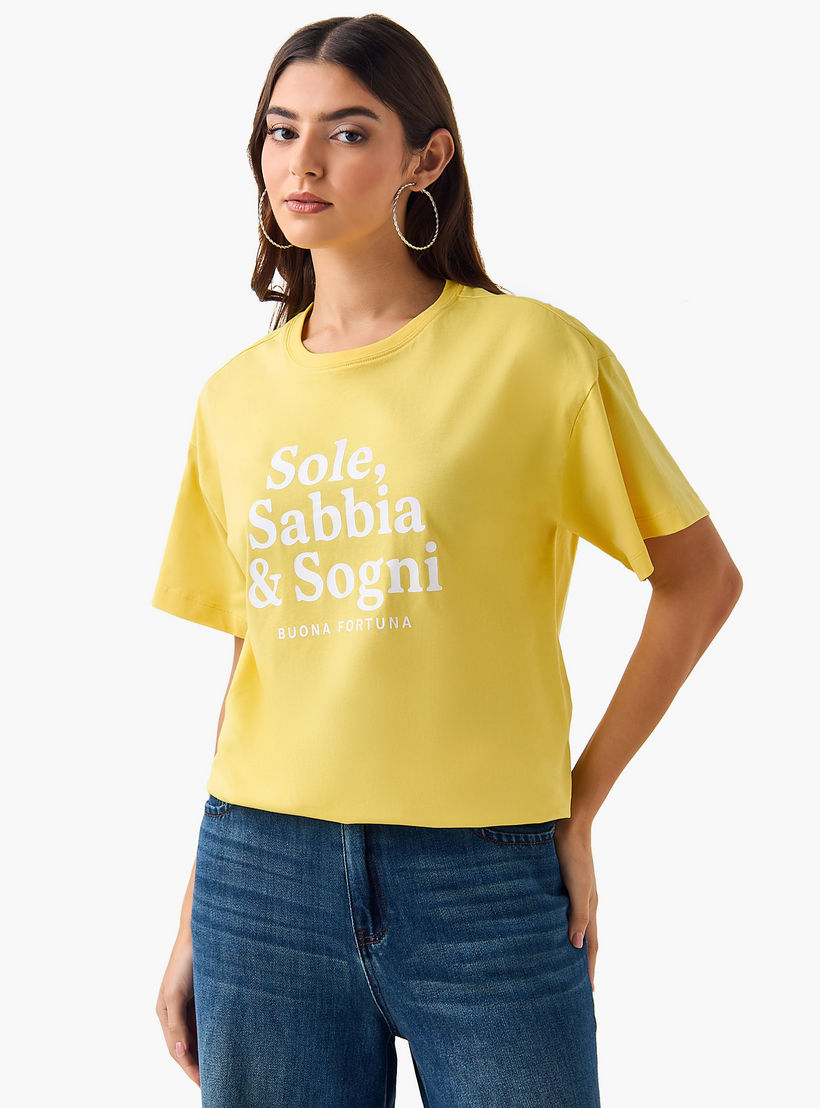 تيشيرت قطن واسع بطبعات شعار-women-clothing-tshirts-image-2