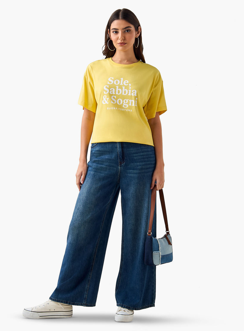 تيشيرت قطن واسع بطبعات شعار-women-clothing-tshirts-image-3