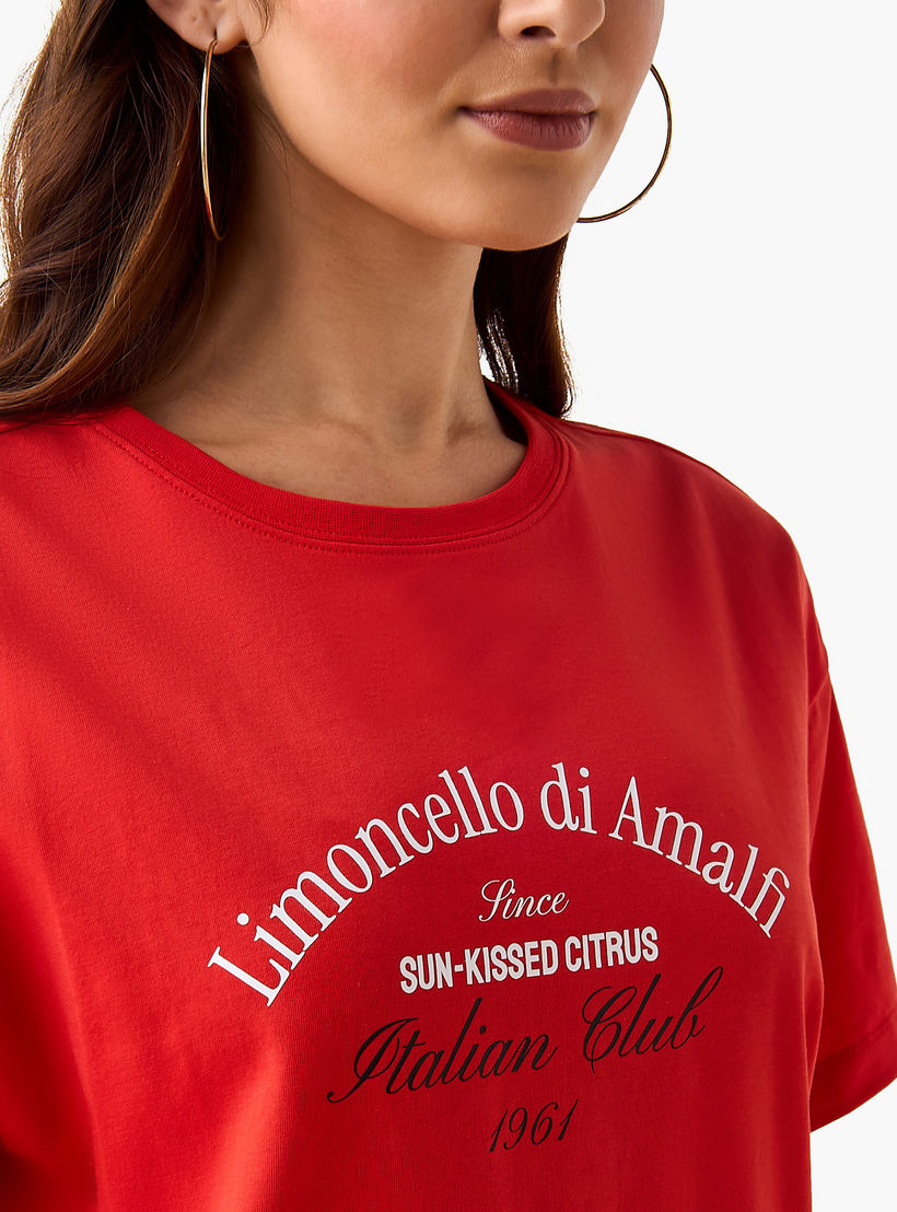 تيشيرت قطن واسع بطبعات شعار-women-clothing-tshirts-image-5