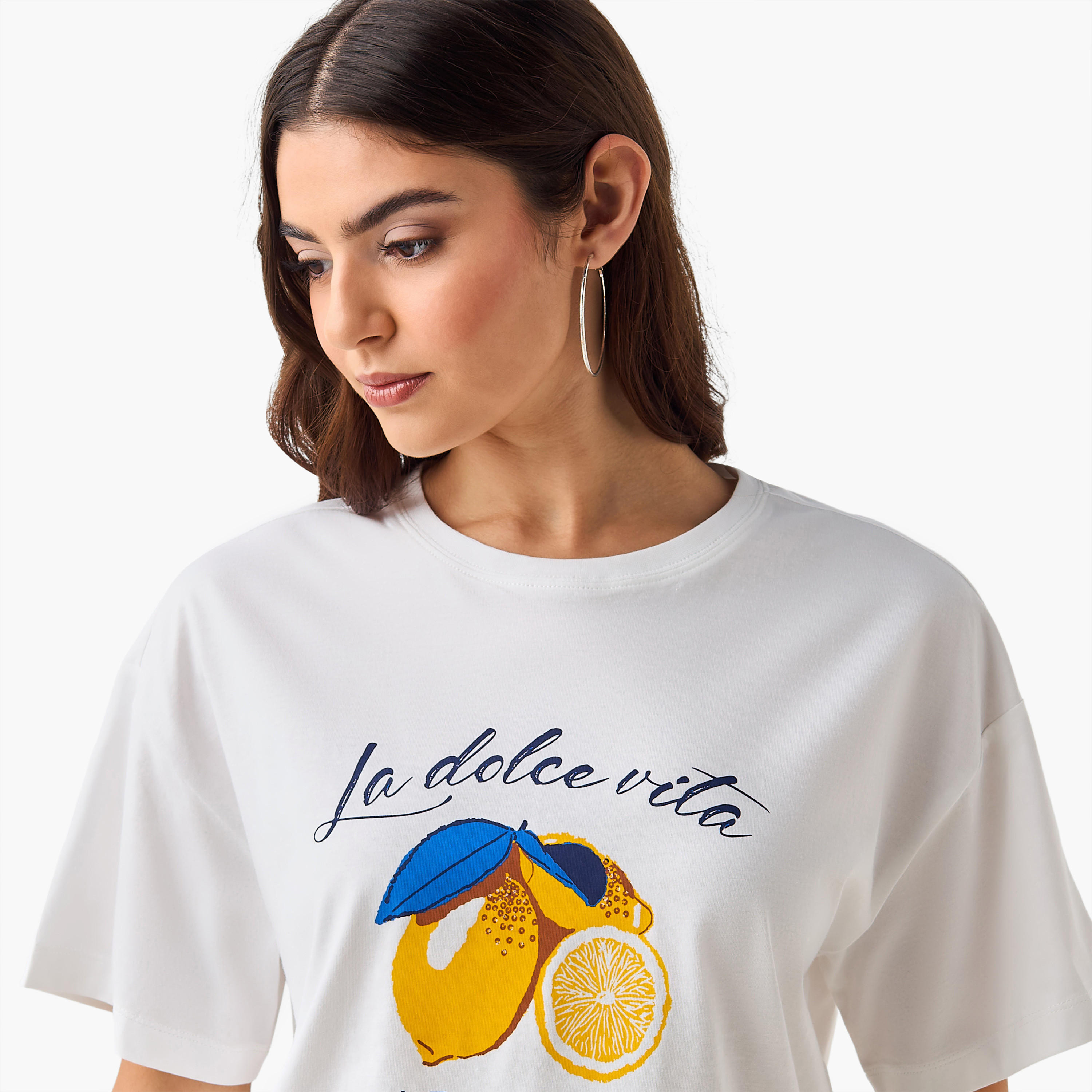 Oversized Cotton T-shirt with Slogan Print-women-clothing-tshirts-image-5