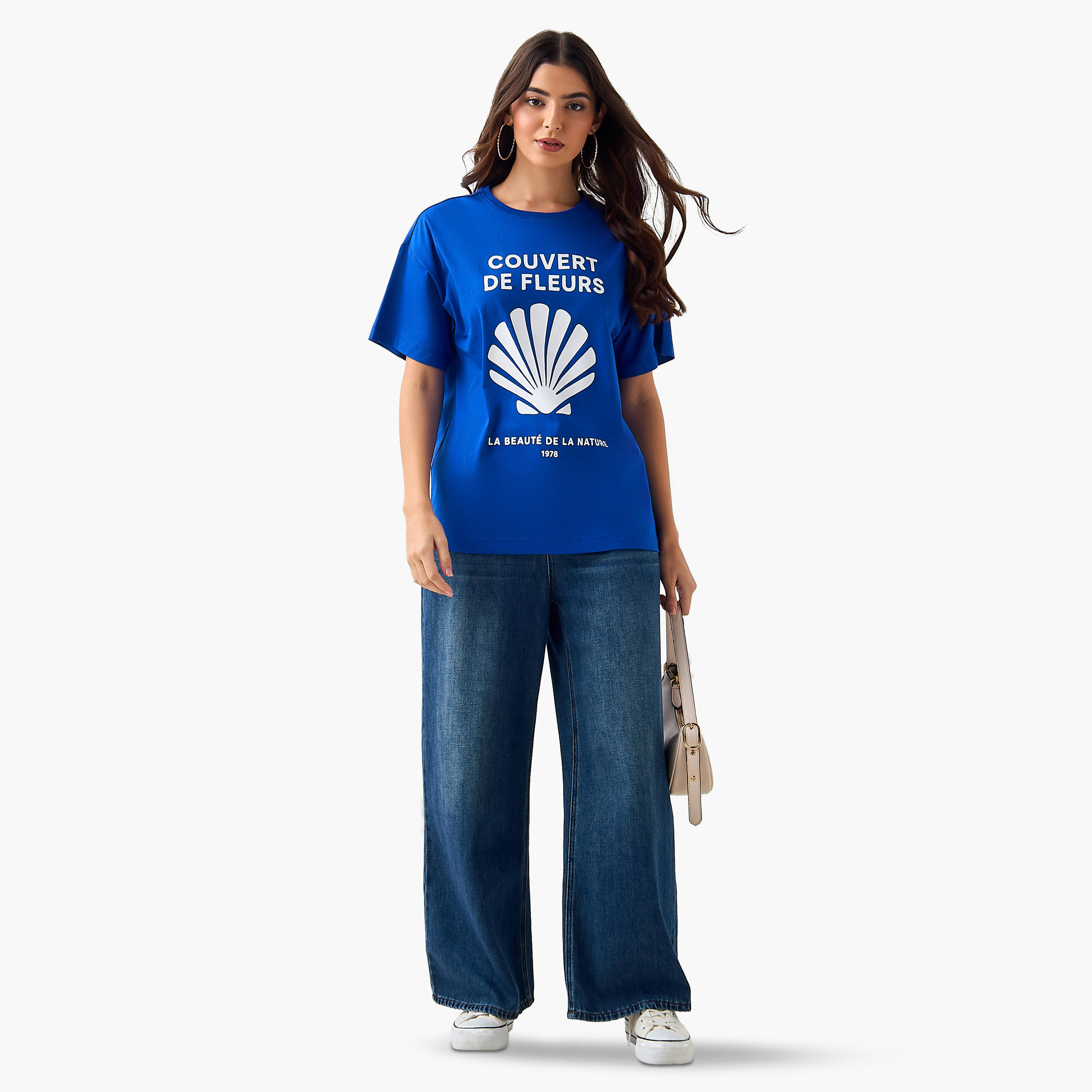 Oversized Cotton T-shirt with Slogan Print-women-clothing-tshirts-image-3