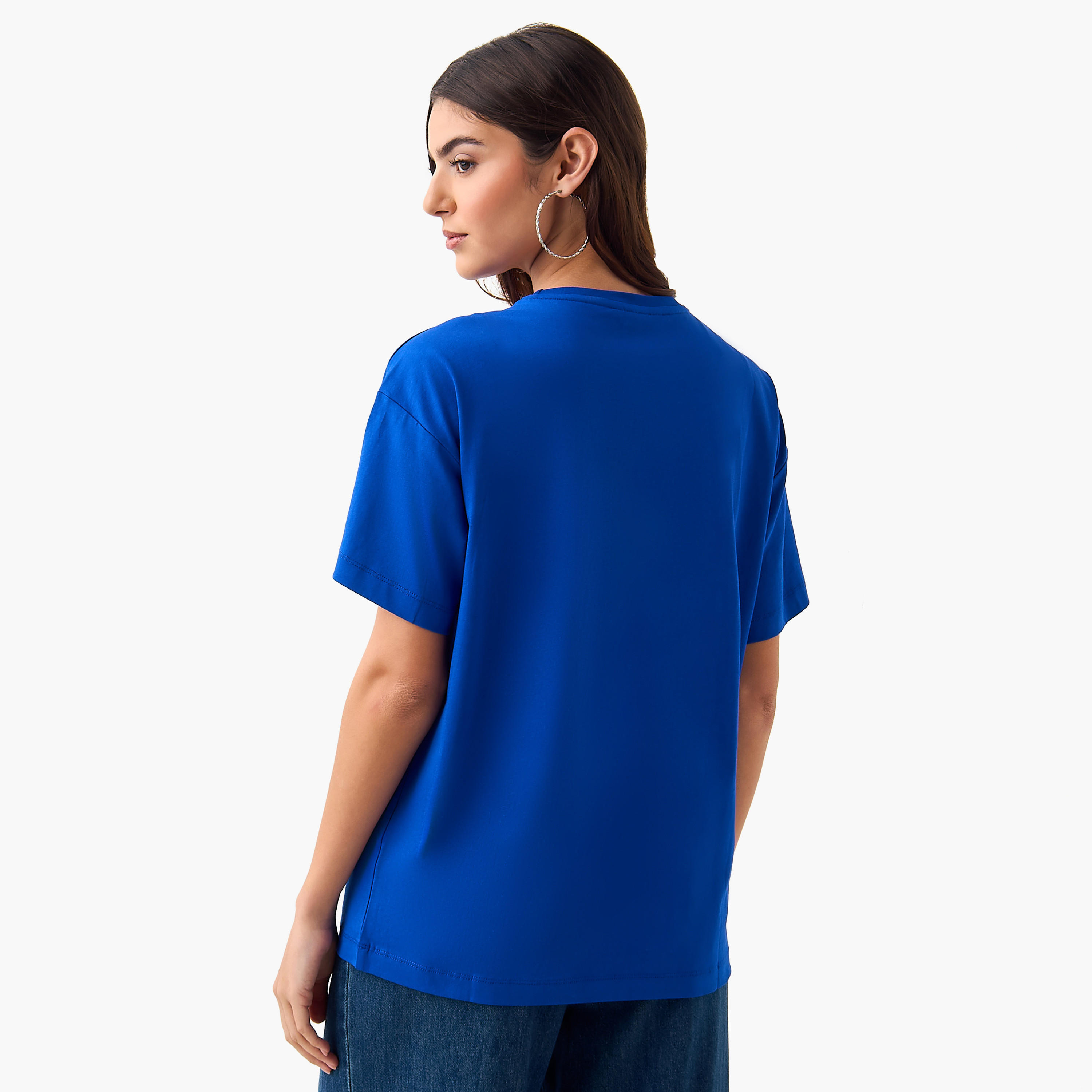 Oversized Cotton T-shirt with Slogan Print-women-clothing-tshirts-image-4