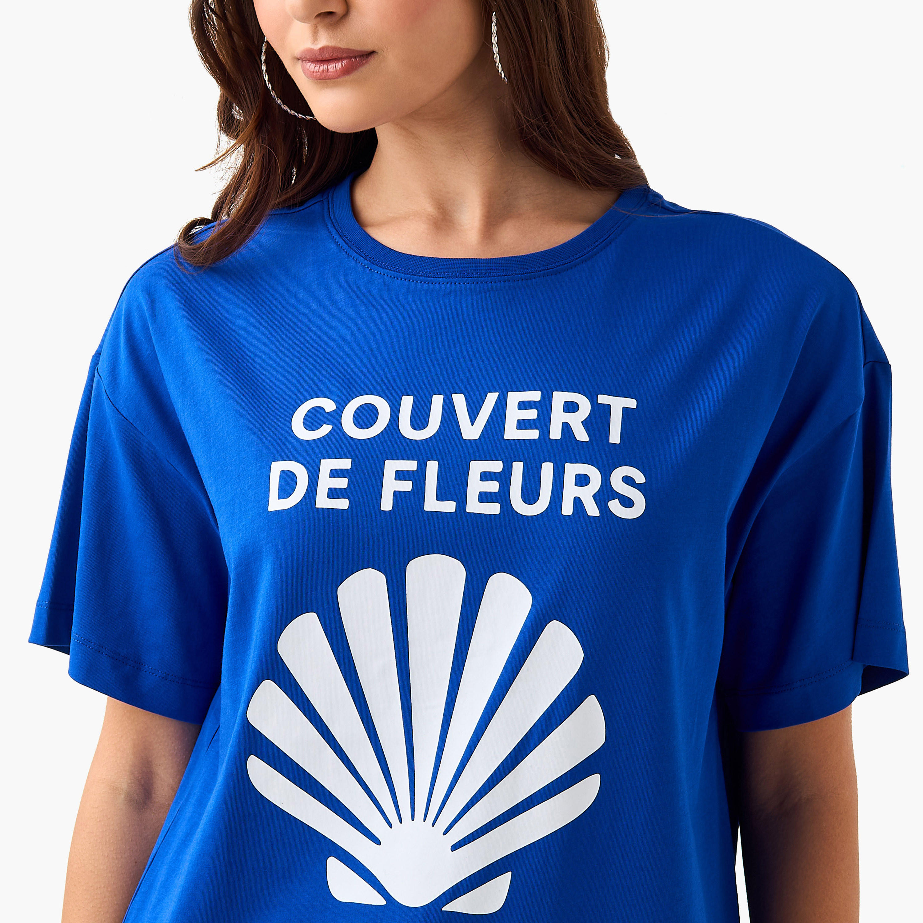 تيشيرت قطن واسع بطبعات شعار-women-clothing-tshirts-image-5