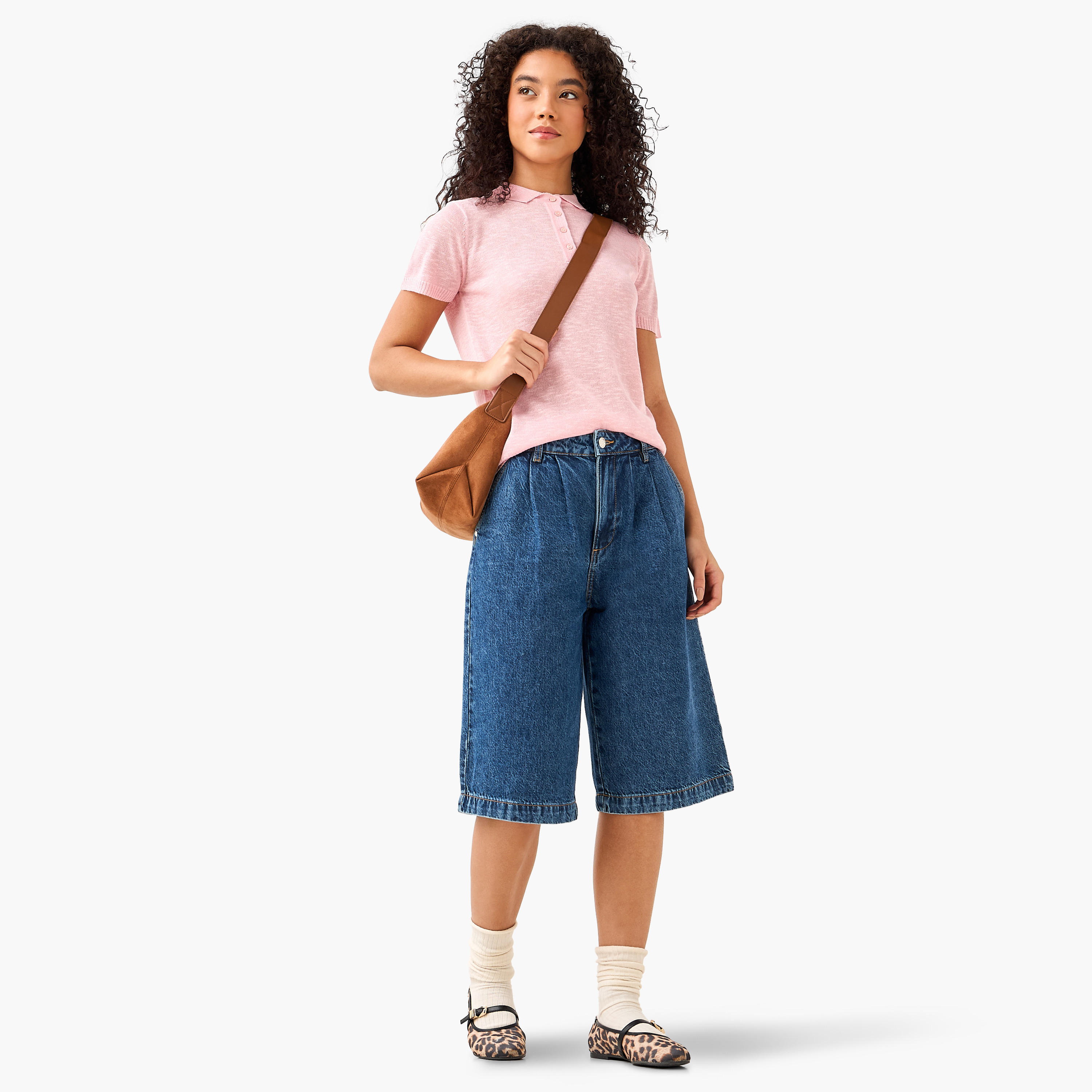 Linen Blend Polo T-shirt-women-clothing-tshirts-image-4