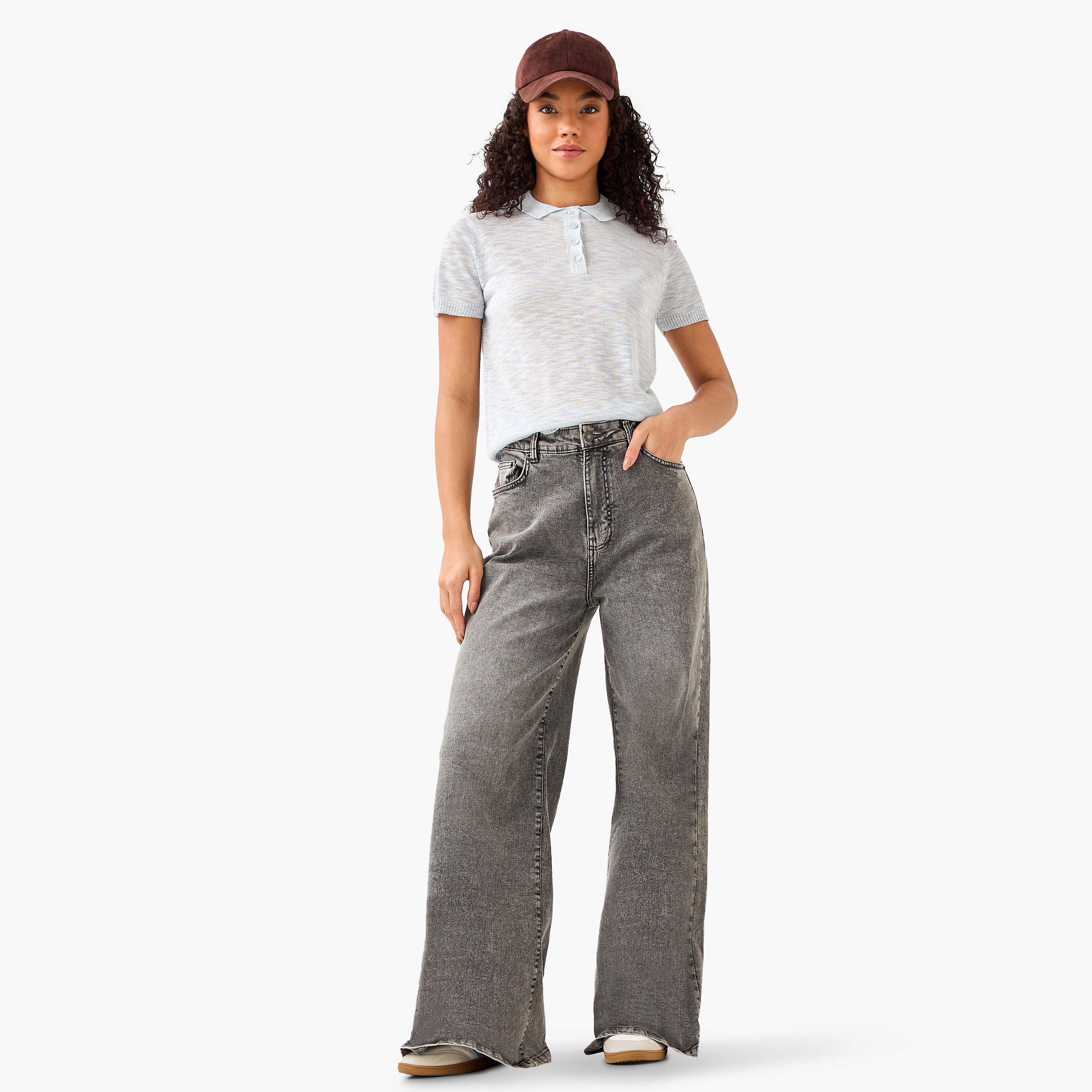 Linen Blend Polo T-shirt-women-clothing-tshirts-image-4