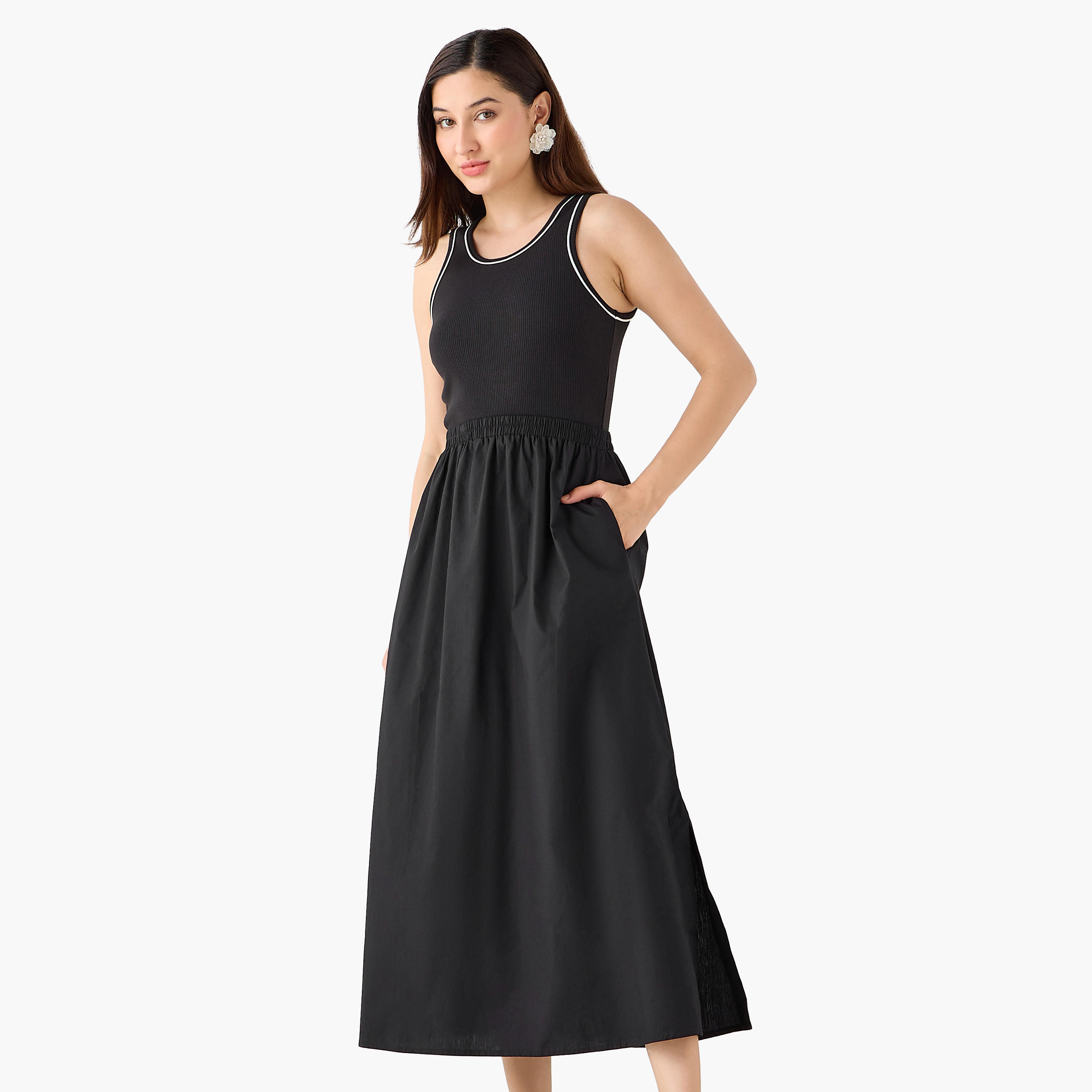 فستان ماكسي مضلع بجيوب للنساء-women-clothing-dresses-image-3