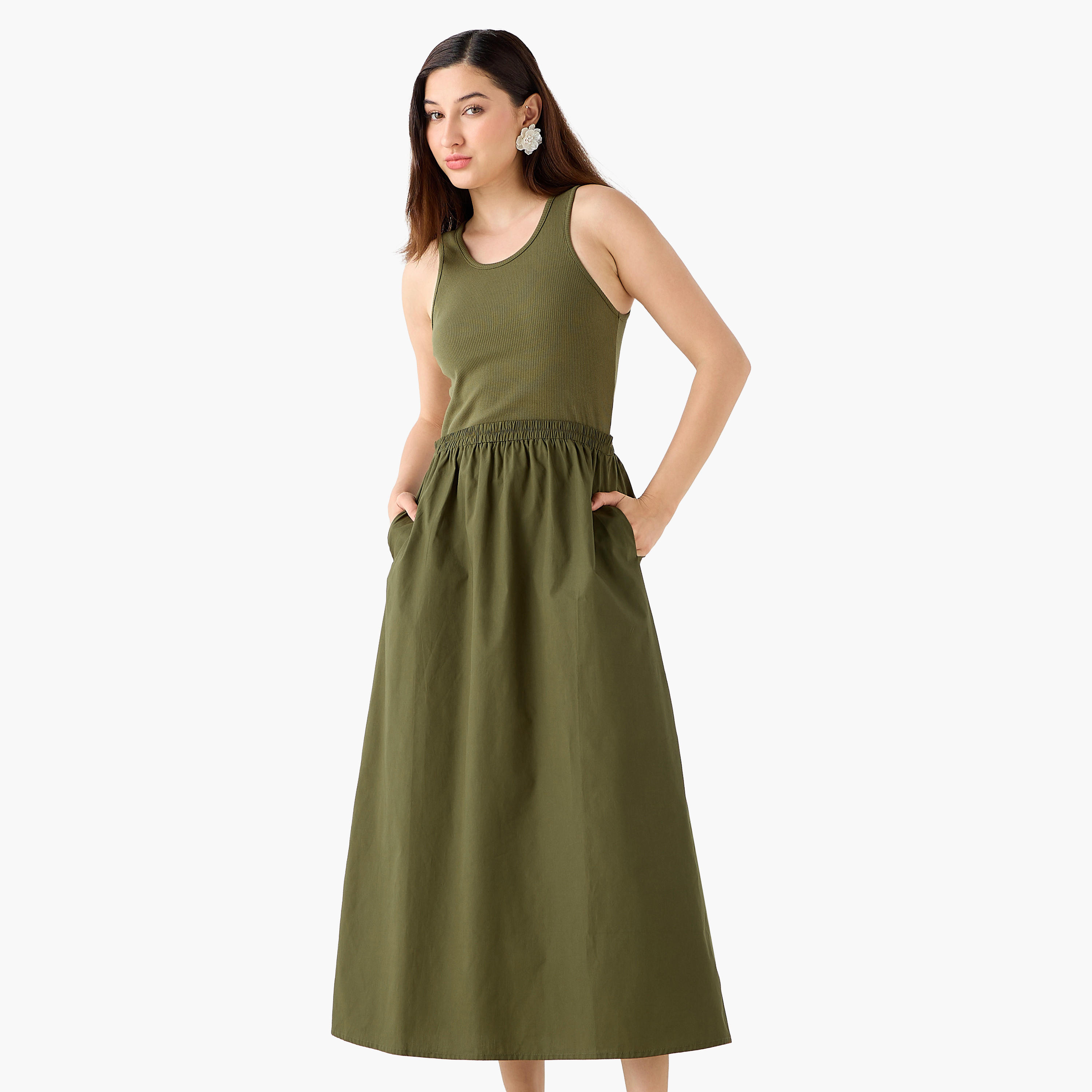 فستان ماكسي مضلع بجيوب للنساء-women-clothing-dresses-image-5