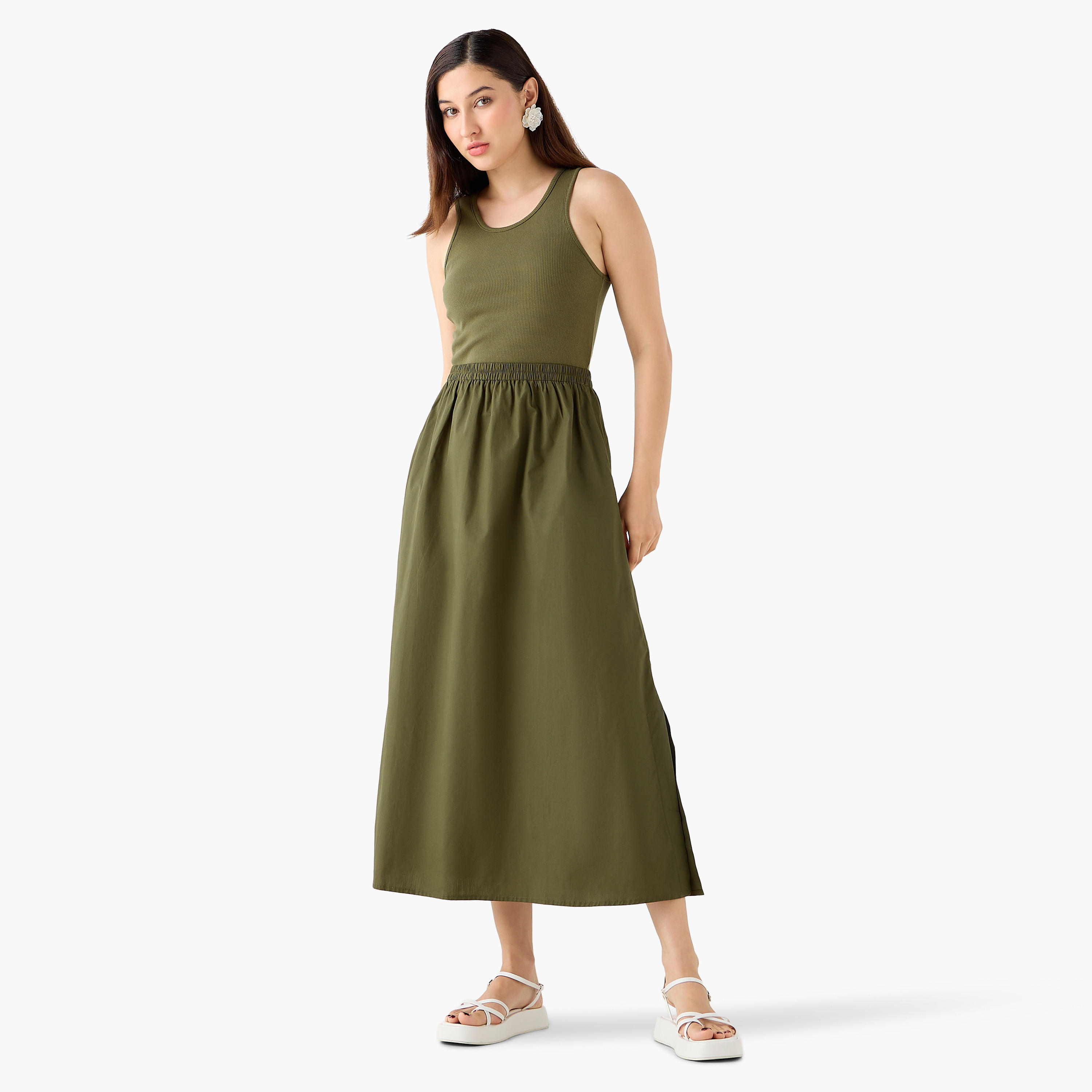 فستان ماكسي مضلع بجيوب للنساء-women-clothing-dresses-image-4