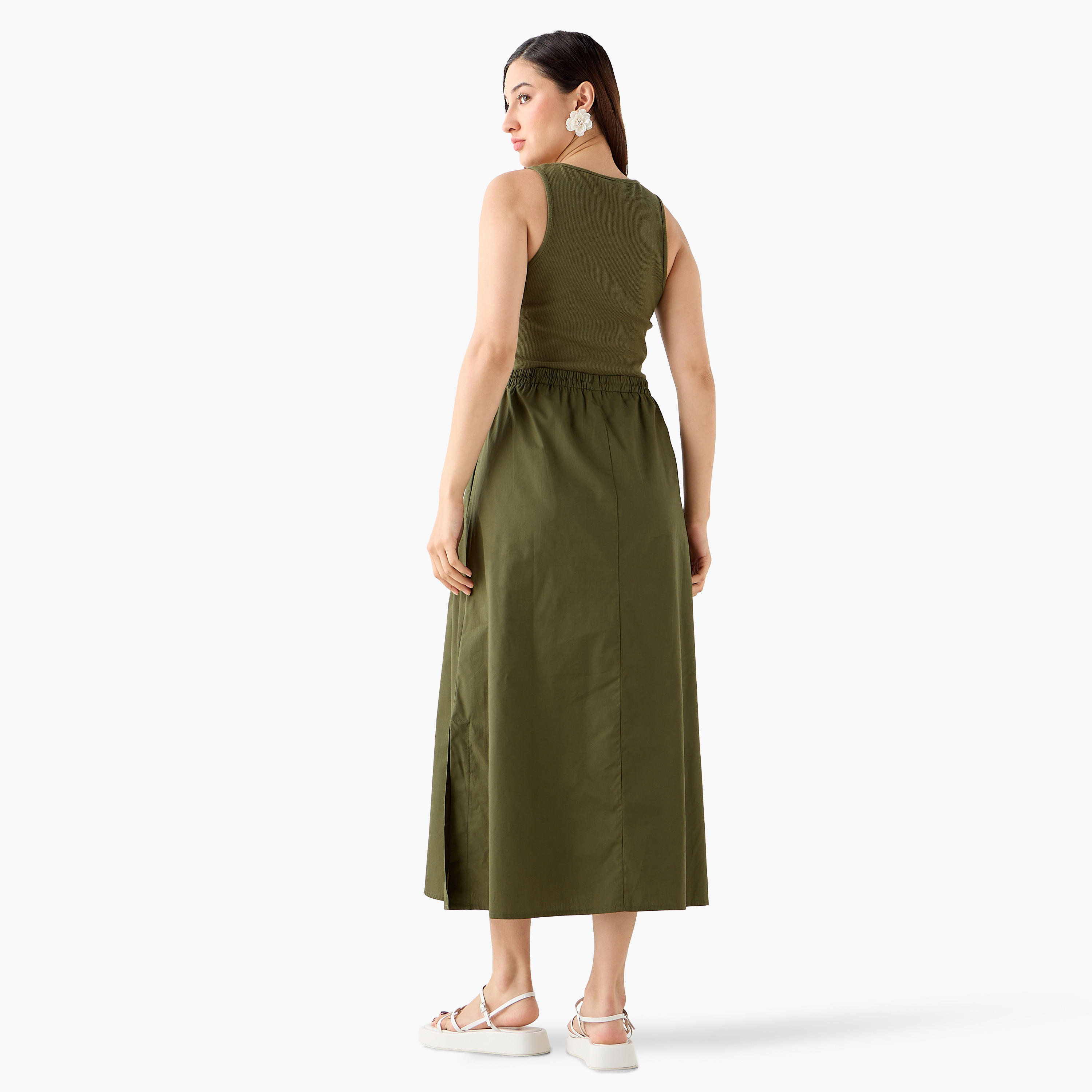 فستان ماكسي مضلع بجيوب للنساء-women-clothing-dresses-image-3