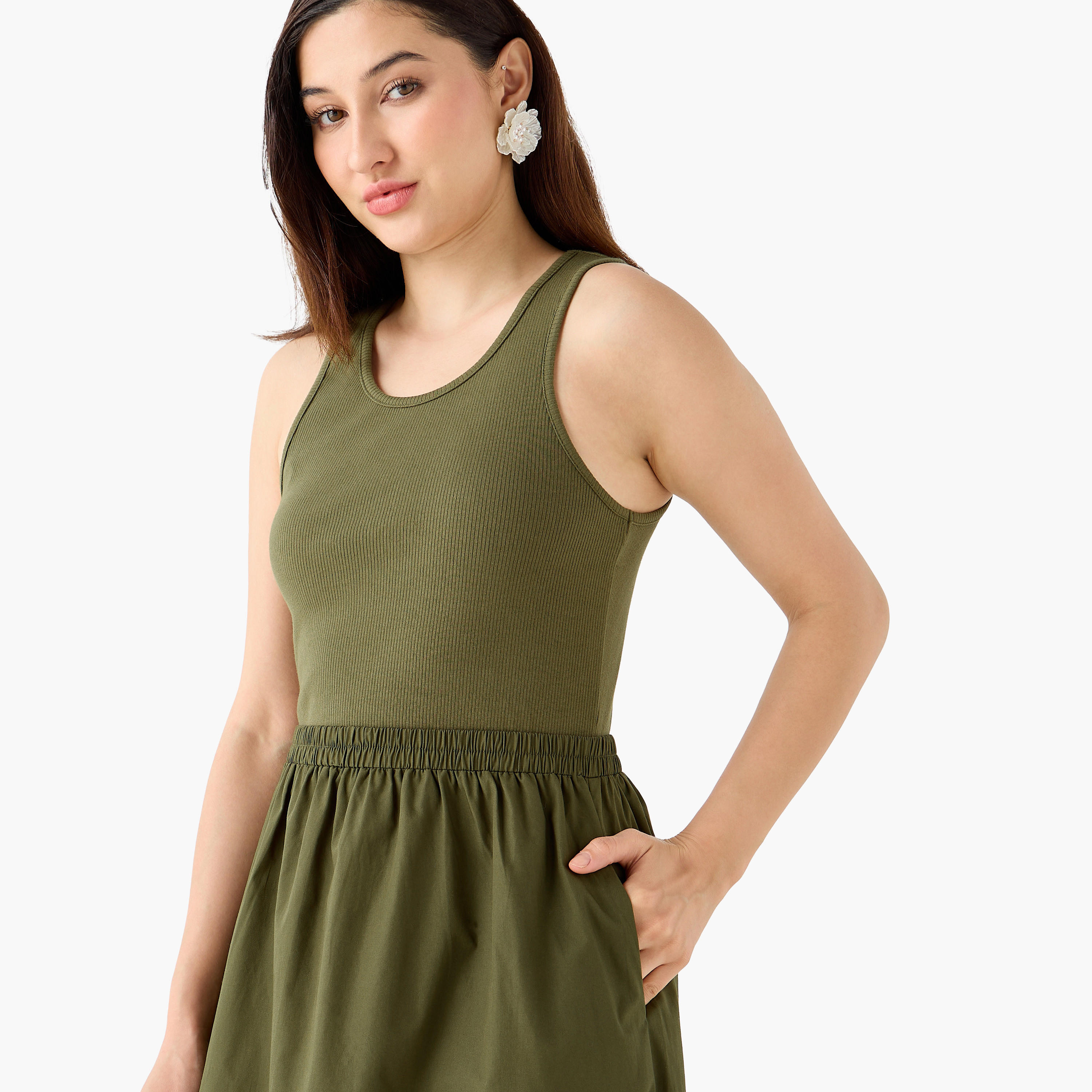 فستان ماكسي مضلع بجيوب للنساء-women-clothing-dresses-image-1