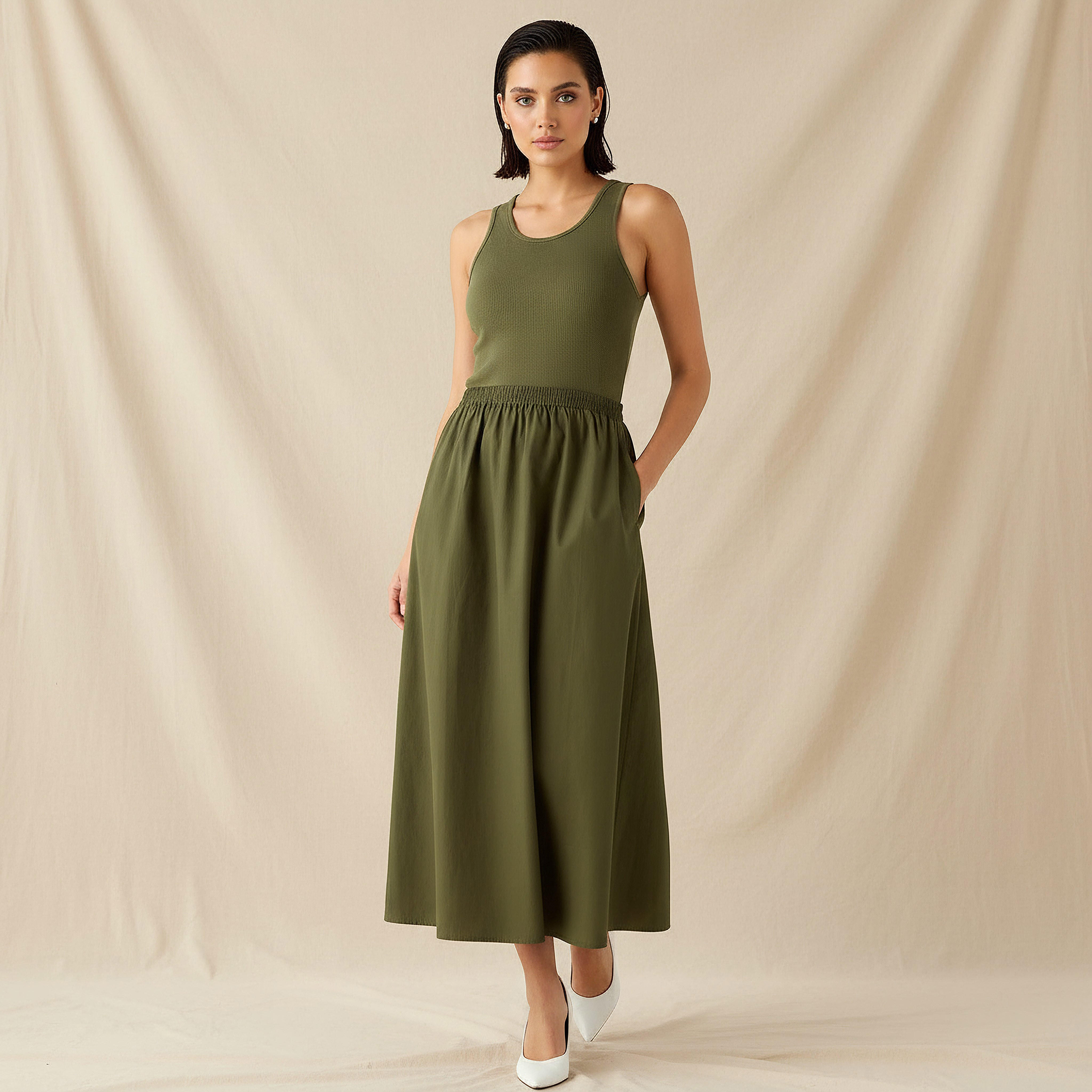 فستان ماكسي مضلع بجيوب للنساء-women-clothing-dresses-image-7