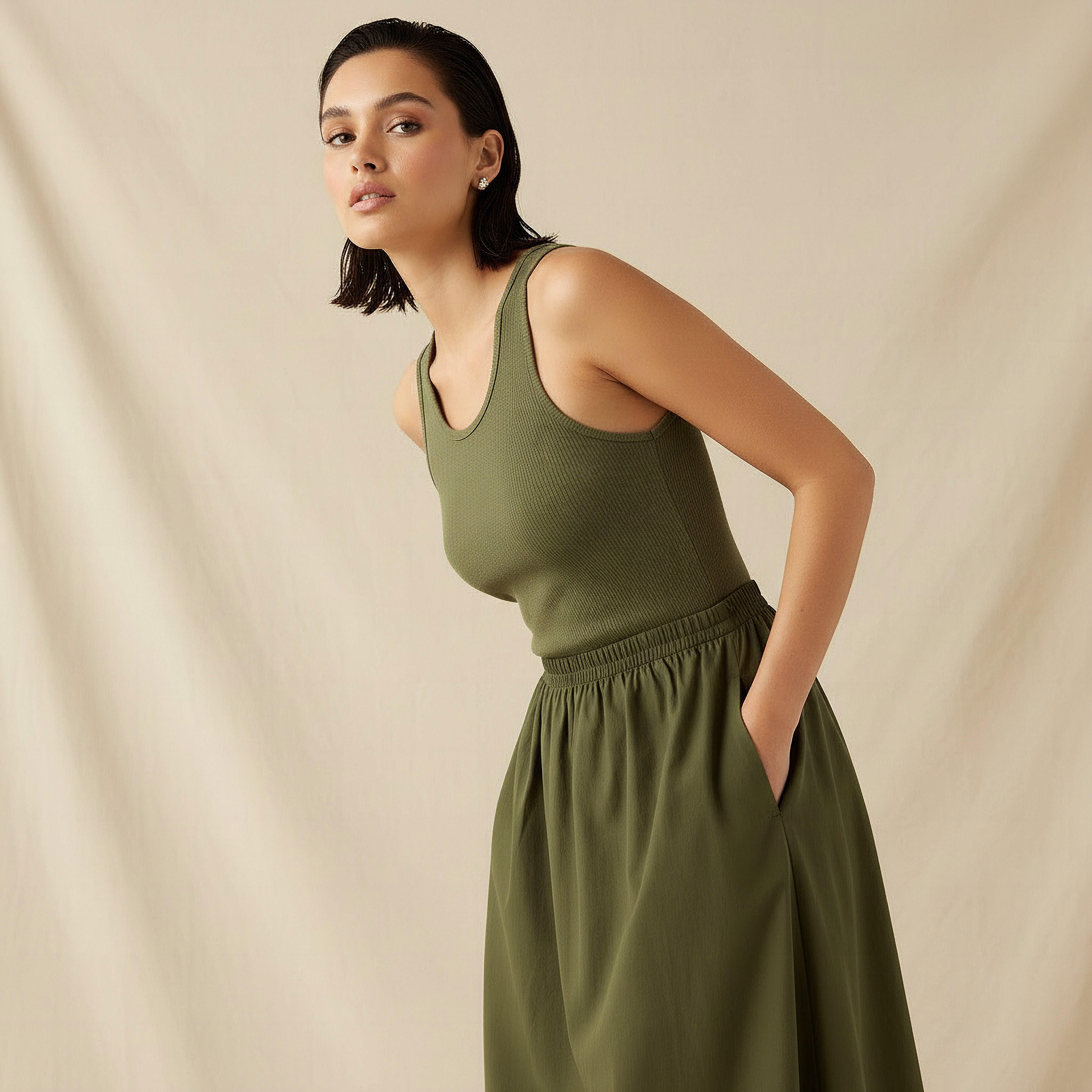 فستان ماكسي مضلع بجيوب للنساء-women-clothing-dresses-image-6