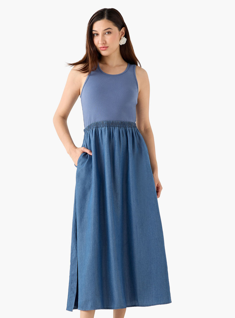 Ribbed A-line Women Dress with Pockets-women-clothing-dresses-image-5