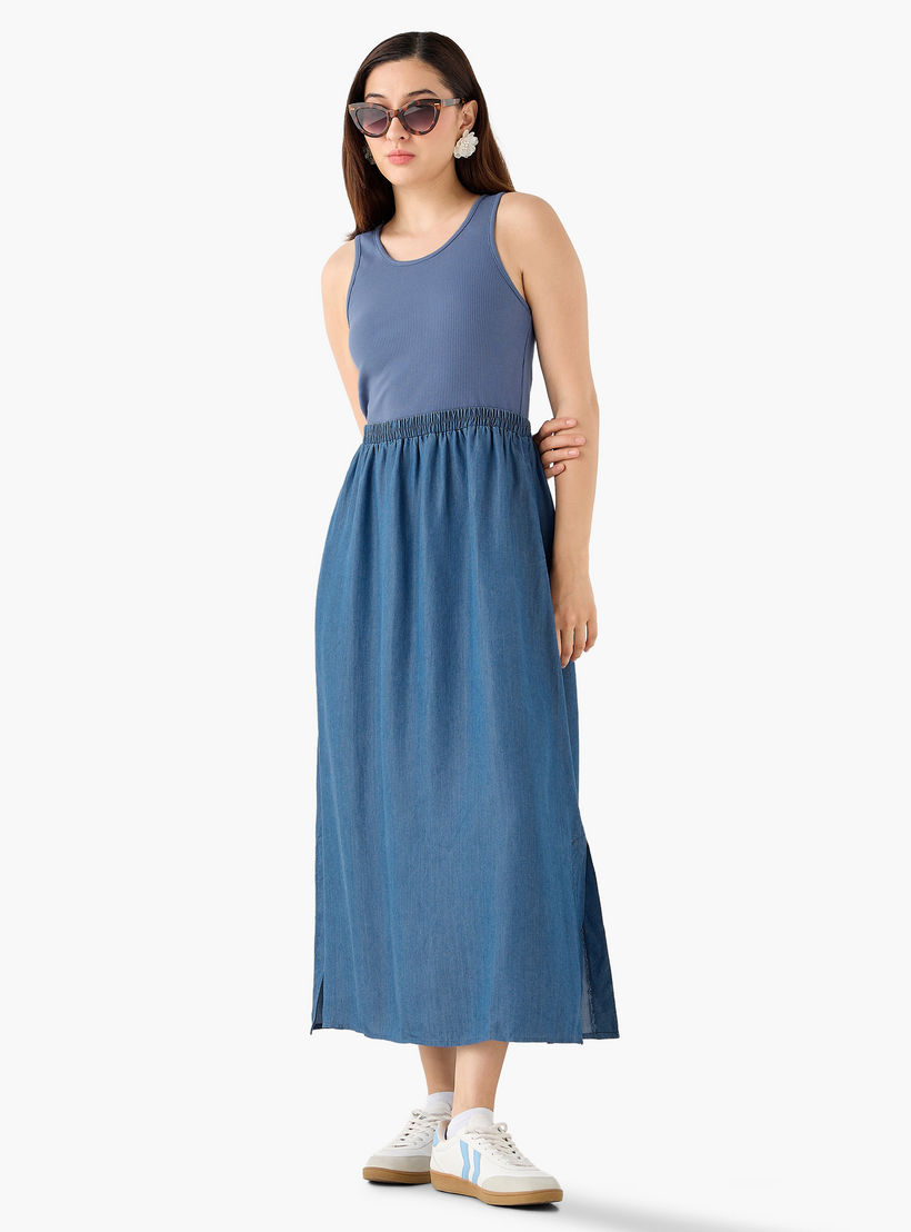 Ribbed A-line Women Dress with Pockets-women-clothing-dresses-image-6