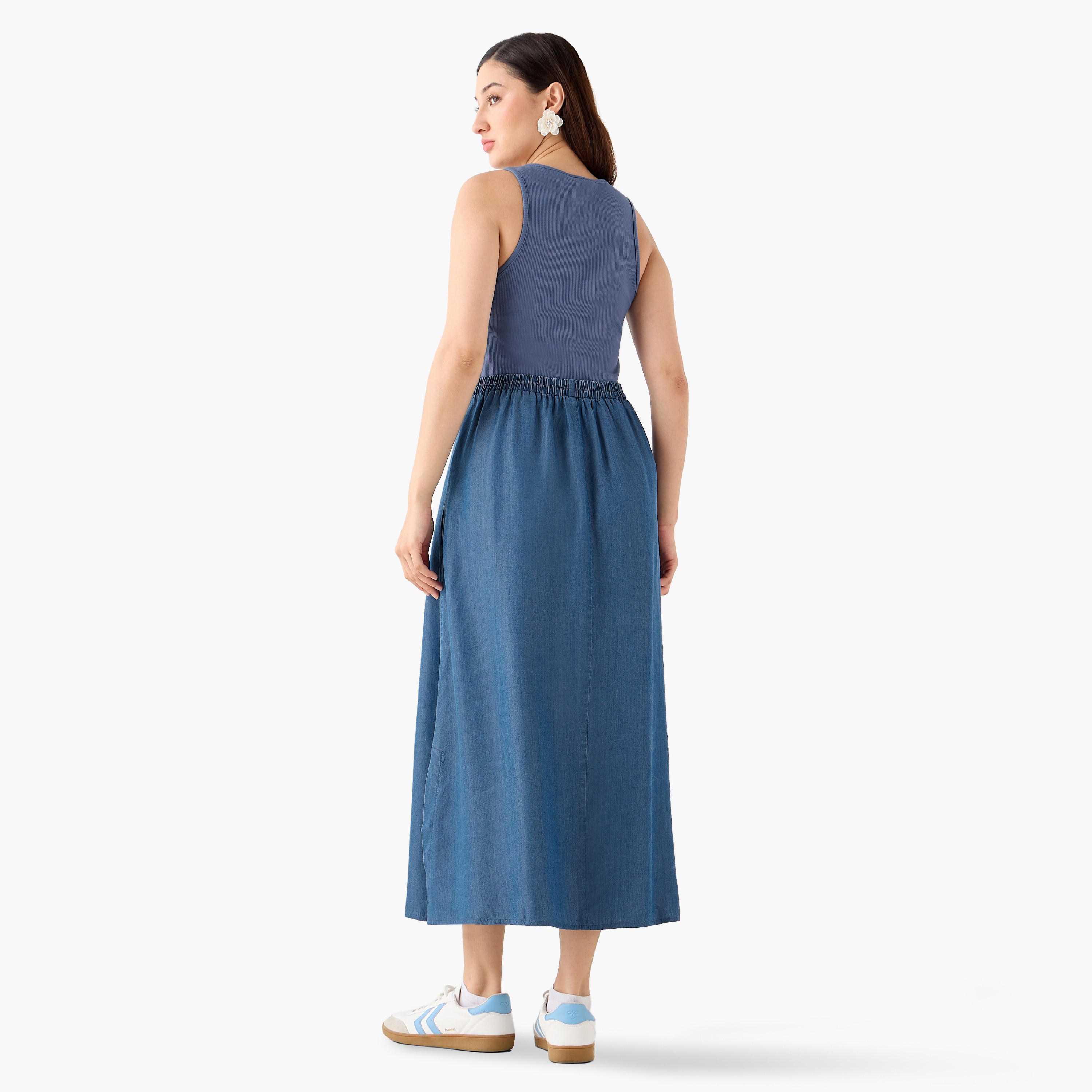 Ribbed A-line Women Dress with Pockets-women-clothing-dresses-image-7