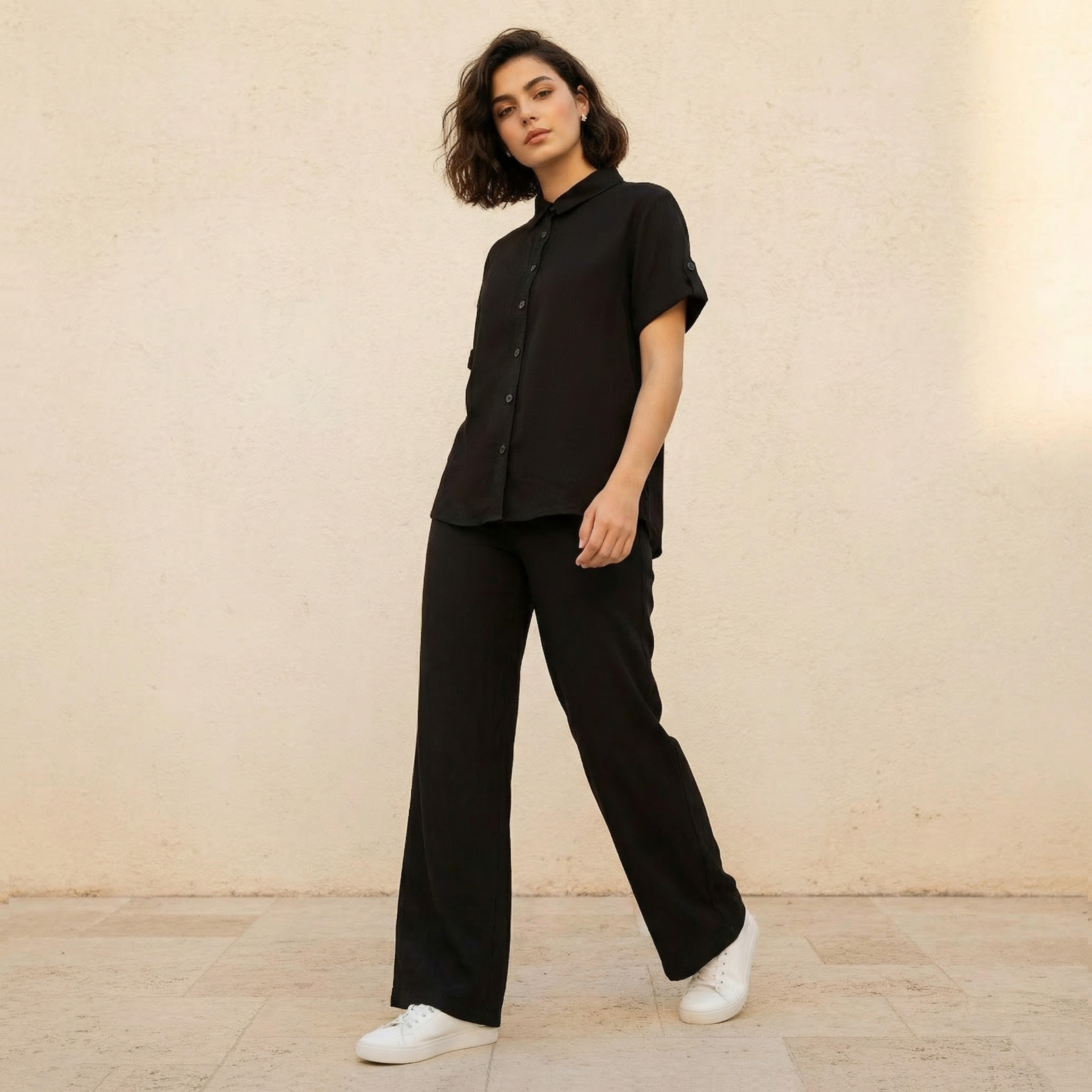 Lyocell Shirt with Roll-Up Sleeves-women-clothing-shirtsandblouses-shirts-image-3