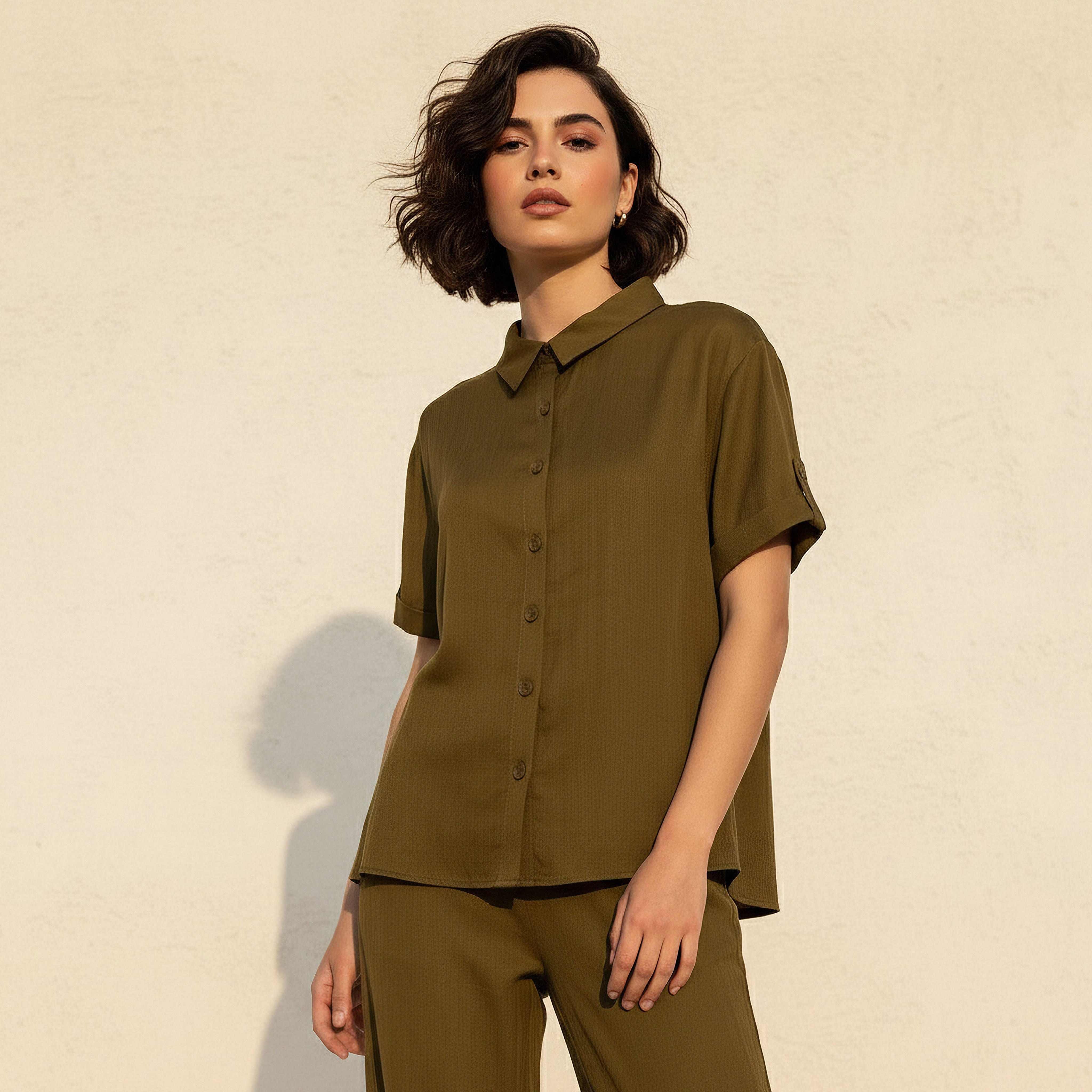 Lyocell Shirt with Roll-Up Sleeves-women-clothing-shirtsandblouses-shirts-image-1