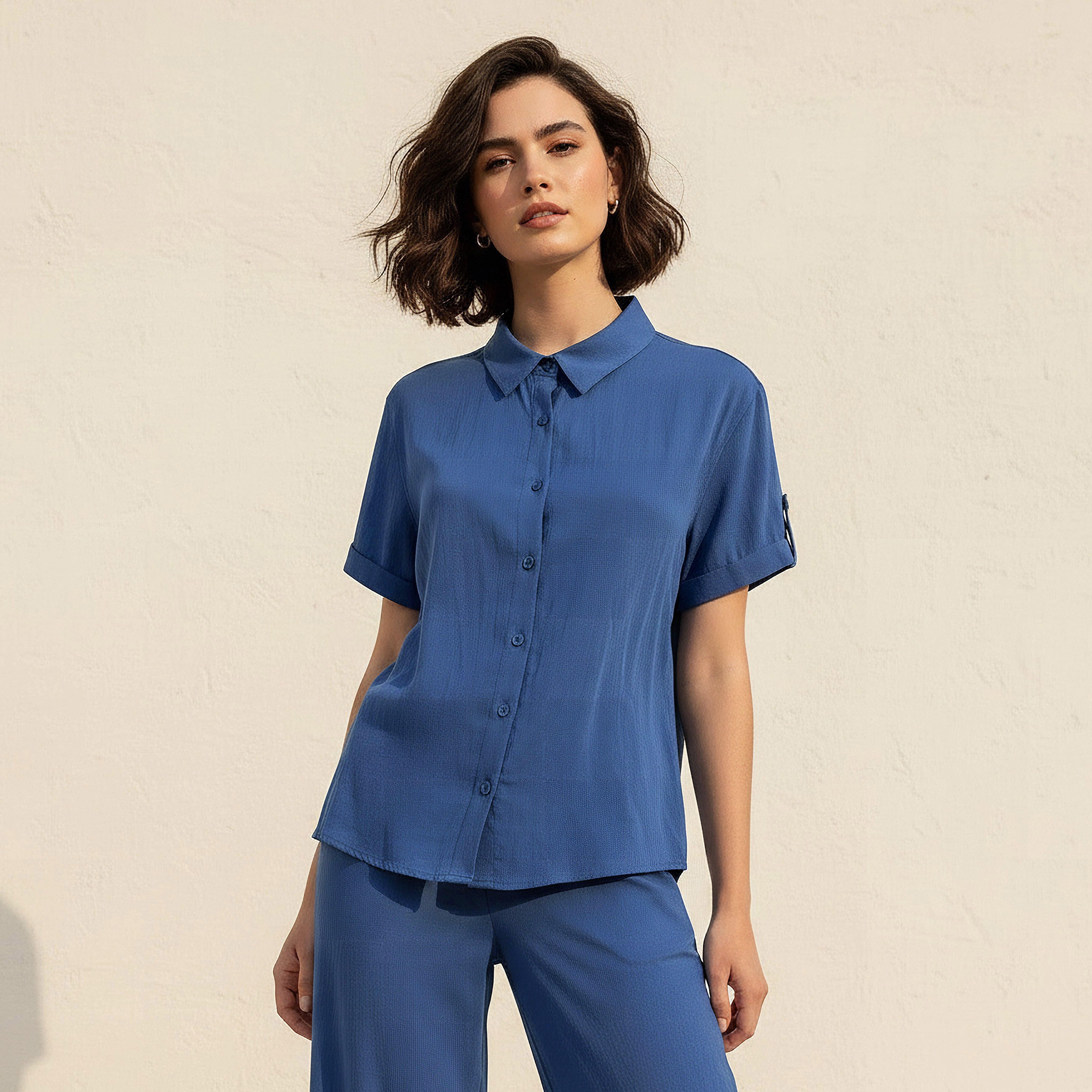 Lyocell Shirt with Roll-Up Sleeves-women-clothing-shirtsandblouses-shirts-image-1