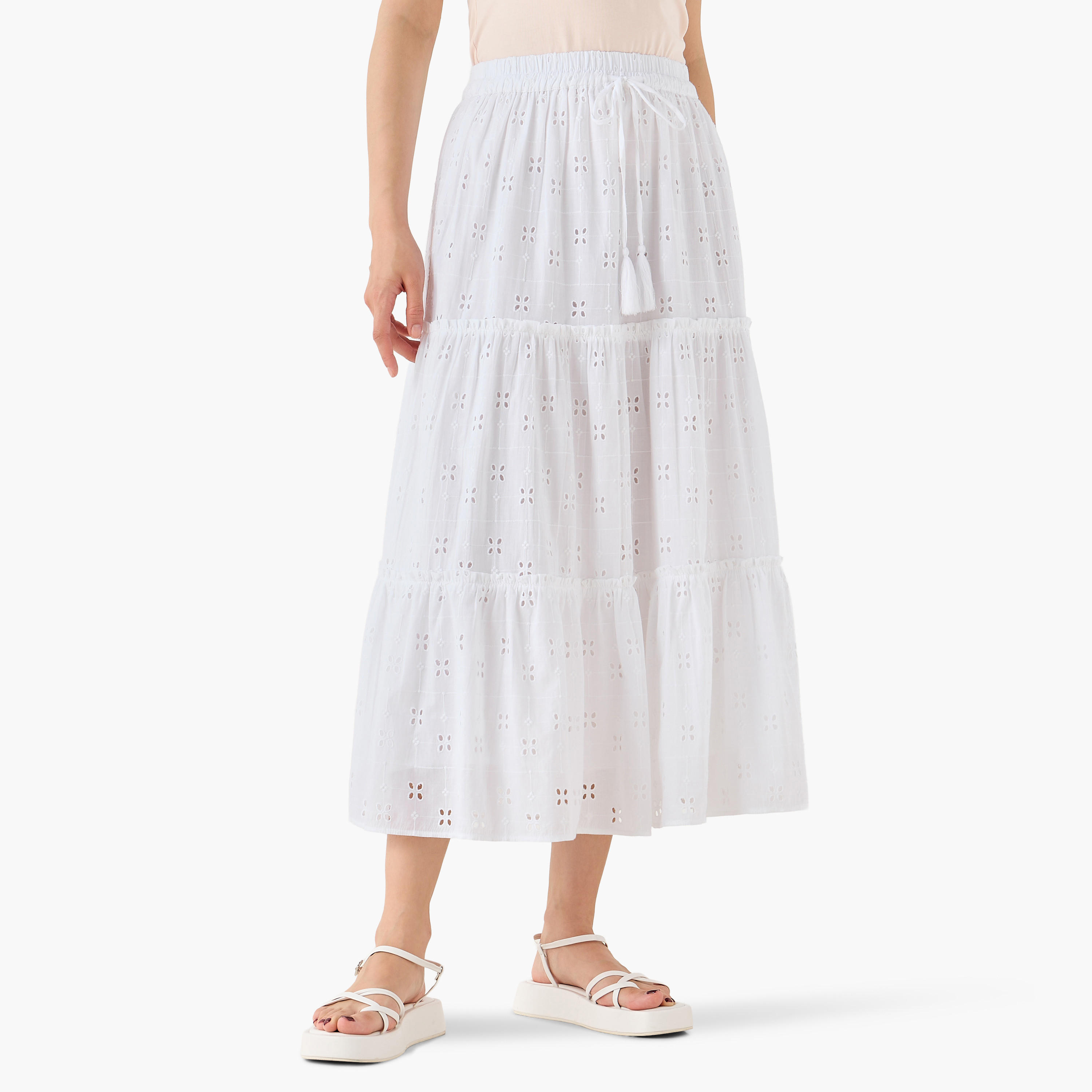 Midi Cotton Tiered Skirt with Schiffli Embroidery-women-clothing-bottoms-skirts-image-2