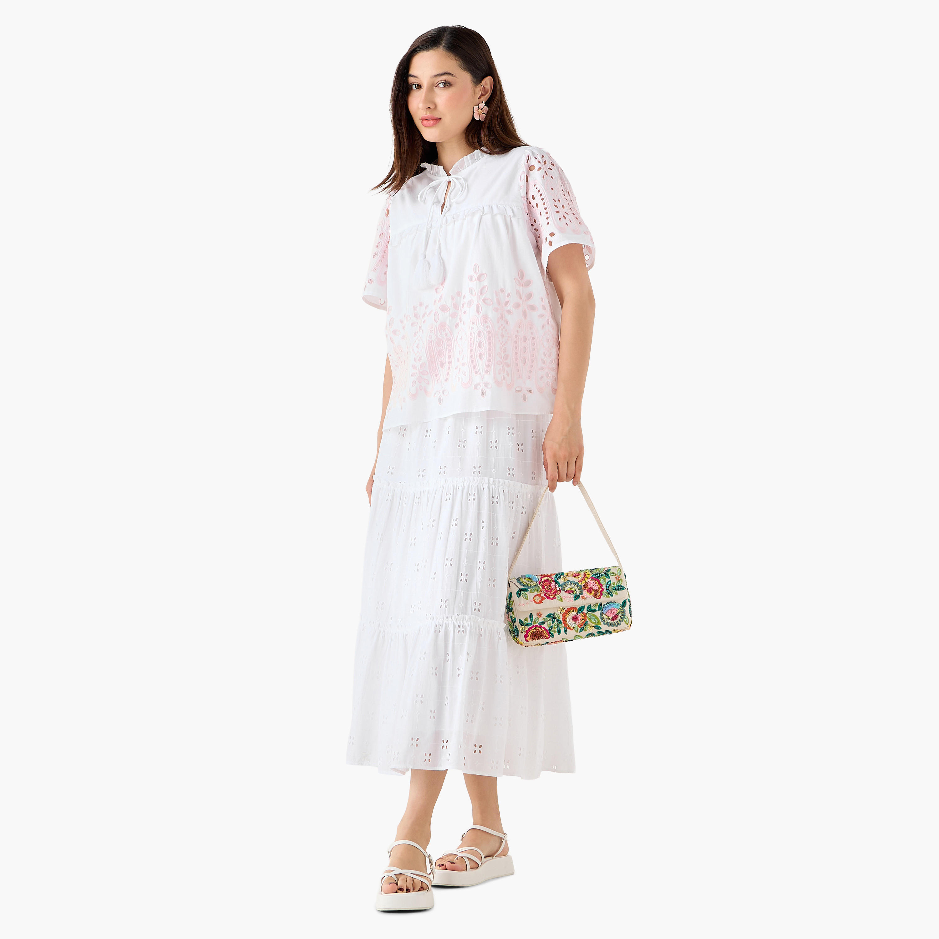 Midi Cotton Tiered Skirt with Schiffli Embroidery-women-clothing-bottoms-skirts-image-3