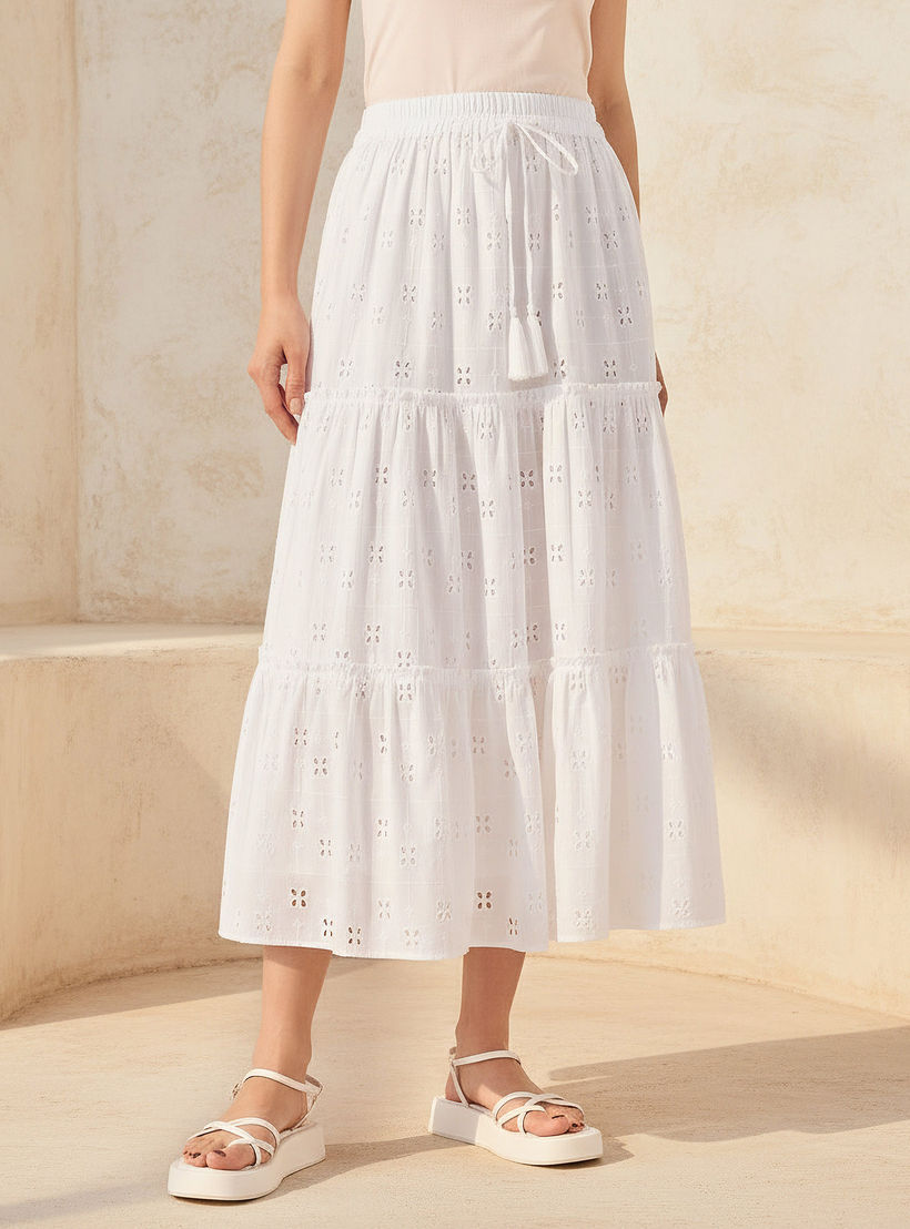 Midi Cotton Tiered Skirt with Schiffli Embroidery-women-clothing-bottoms-skirts-image-1