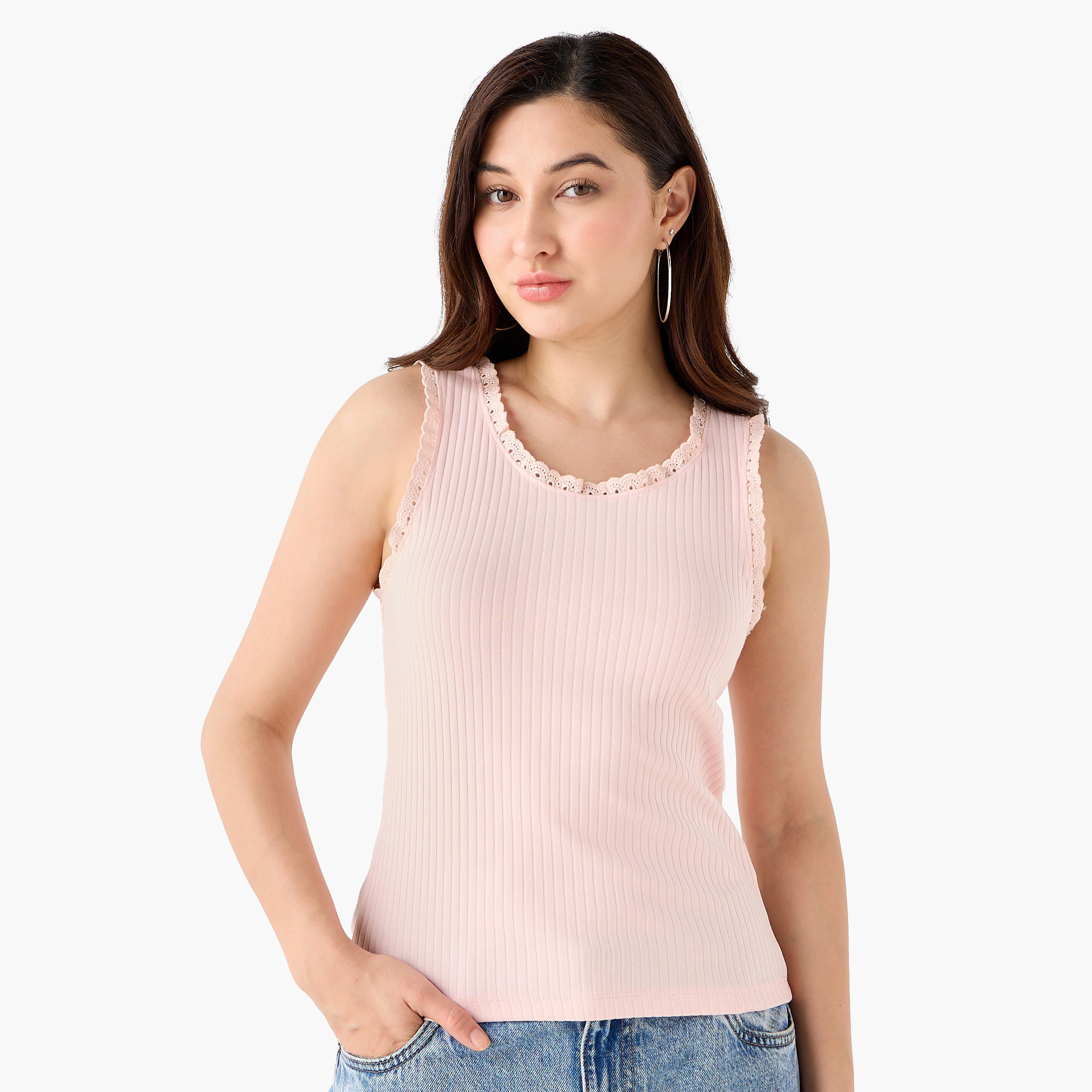 بلوزة تانك بارزة الملمس مضلّع-women-clothing-tshirts-image-5