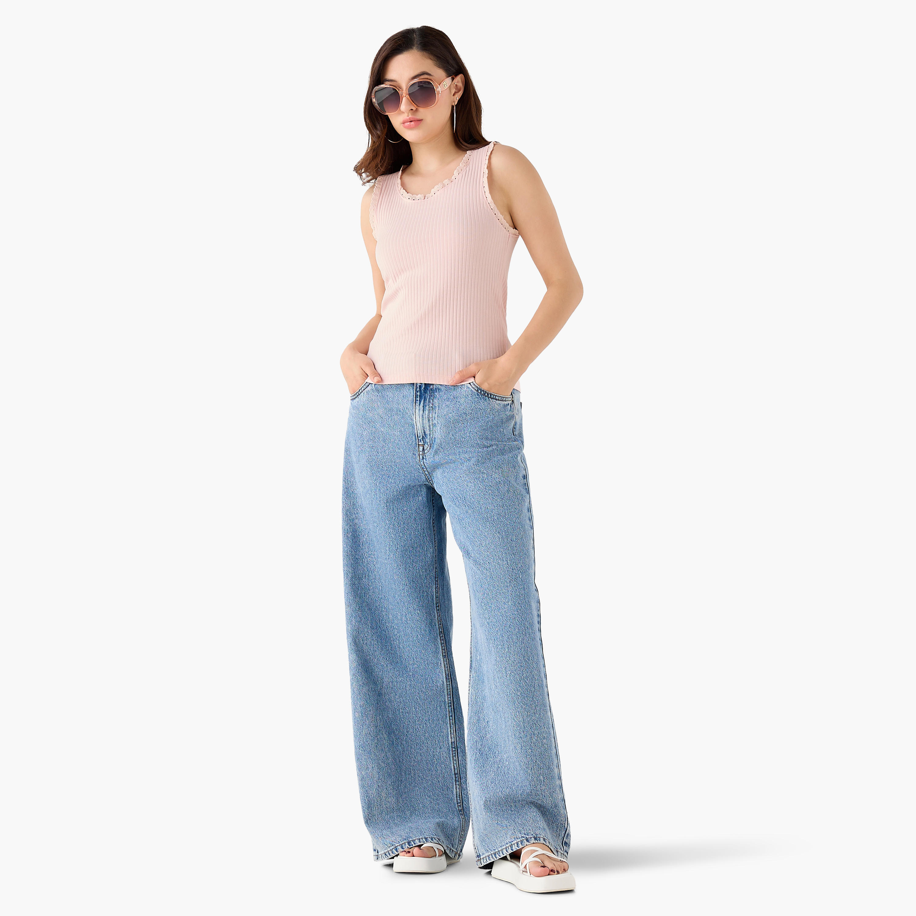بلوزة تانك بارزة الملمس مضلّع-women-clothing-tshirts-image-4