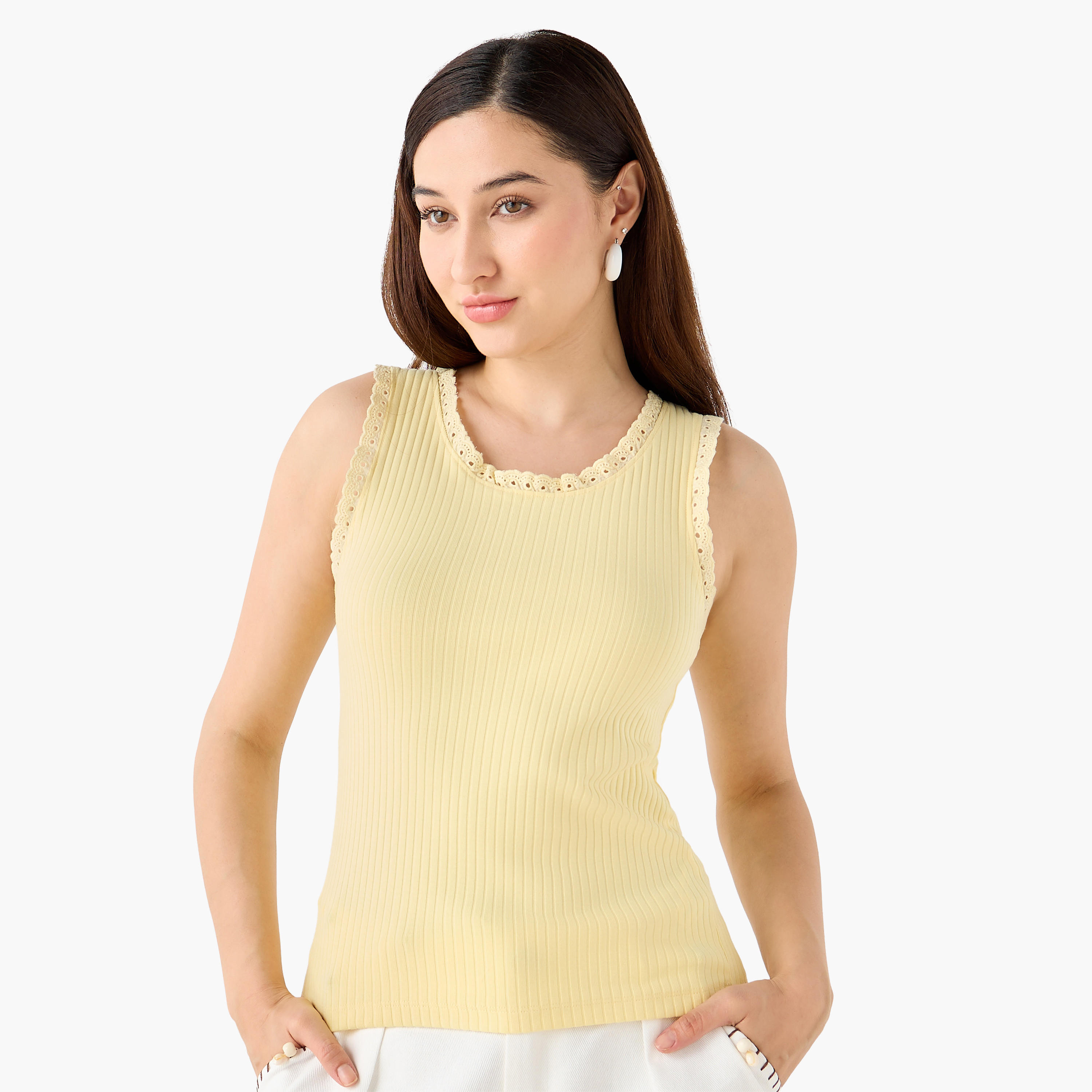 بلوزة تانك بارزة الملمس مضلّع-women-clothing-tshirts-image-5