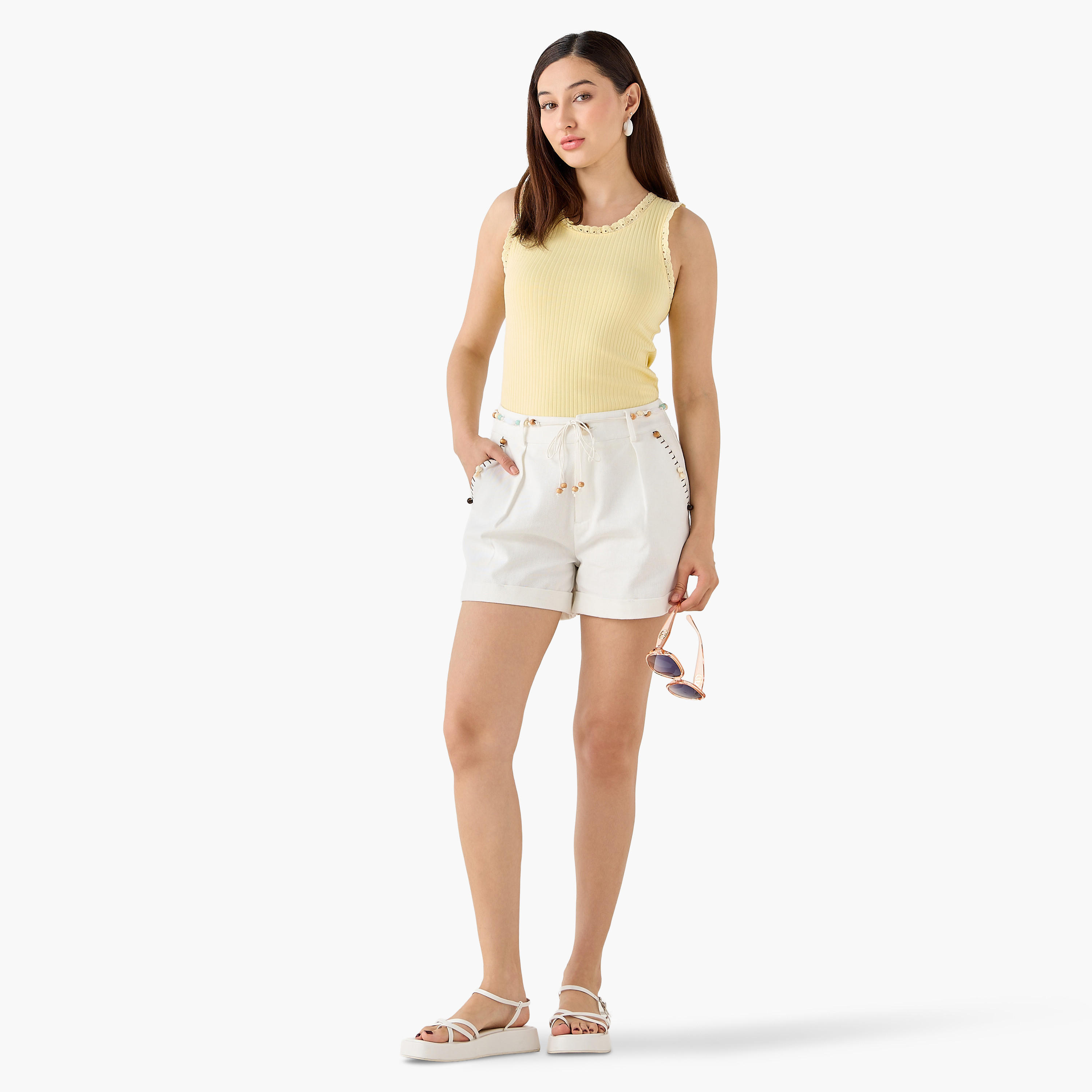 شورت قطن بتفاصيل خرز-women-clothing-bottoms-shorts-image-3