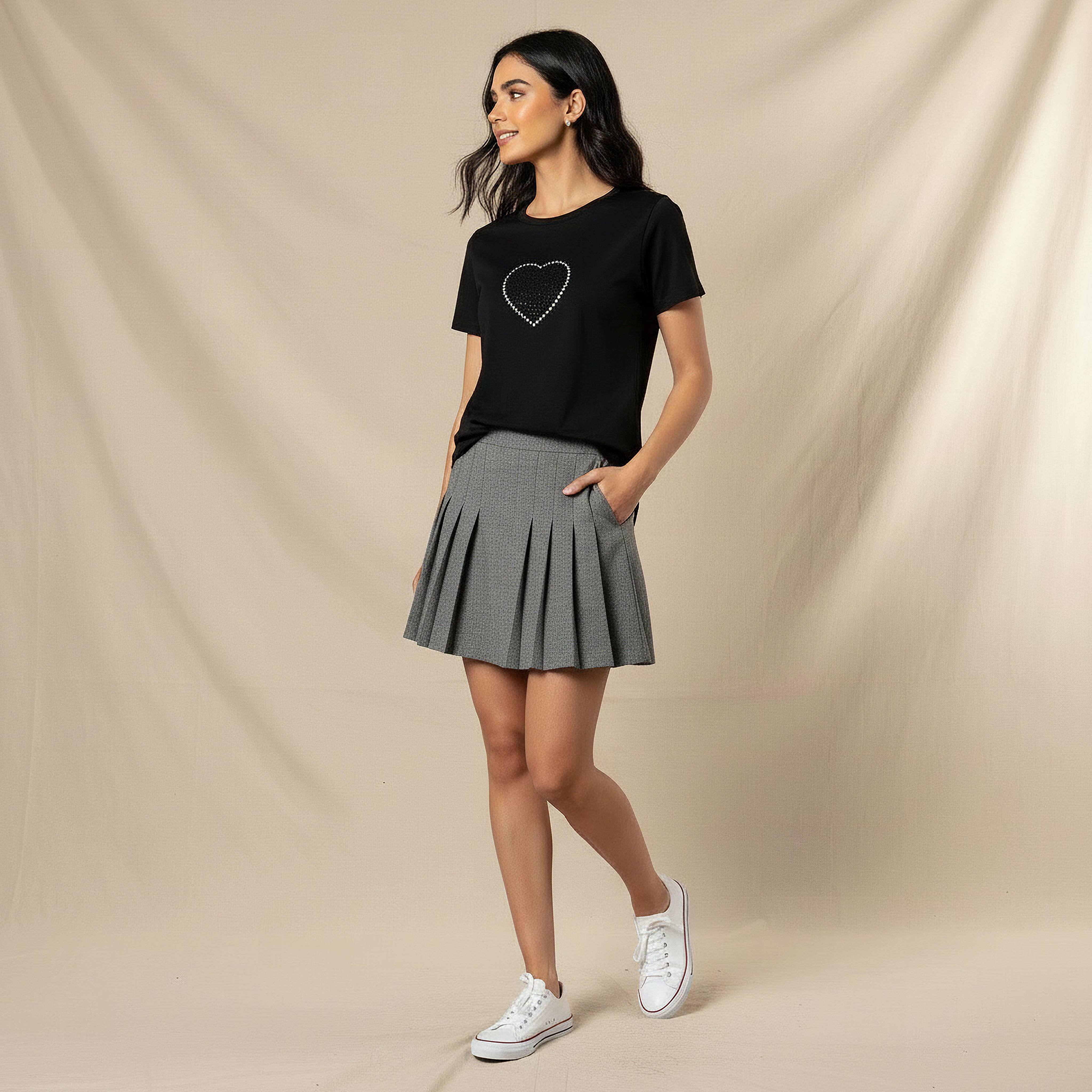 Regular Fit Cotton T-shirt with Embellishments-women-clothing-tshirts-image-3