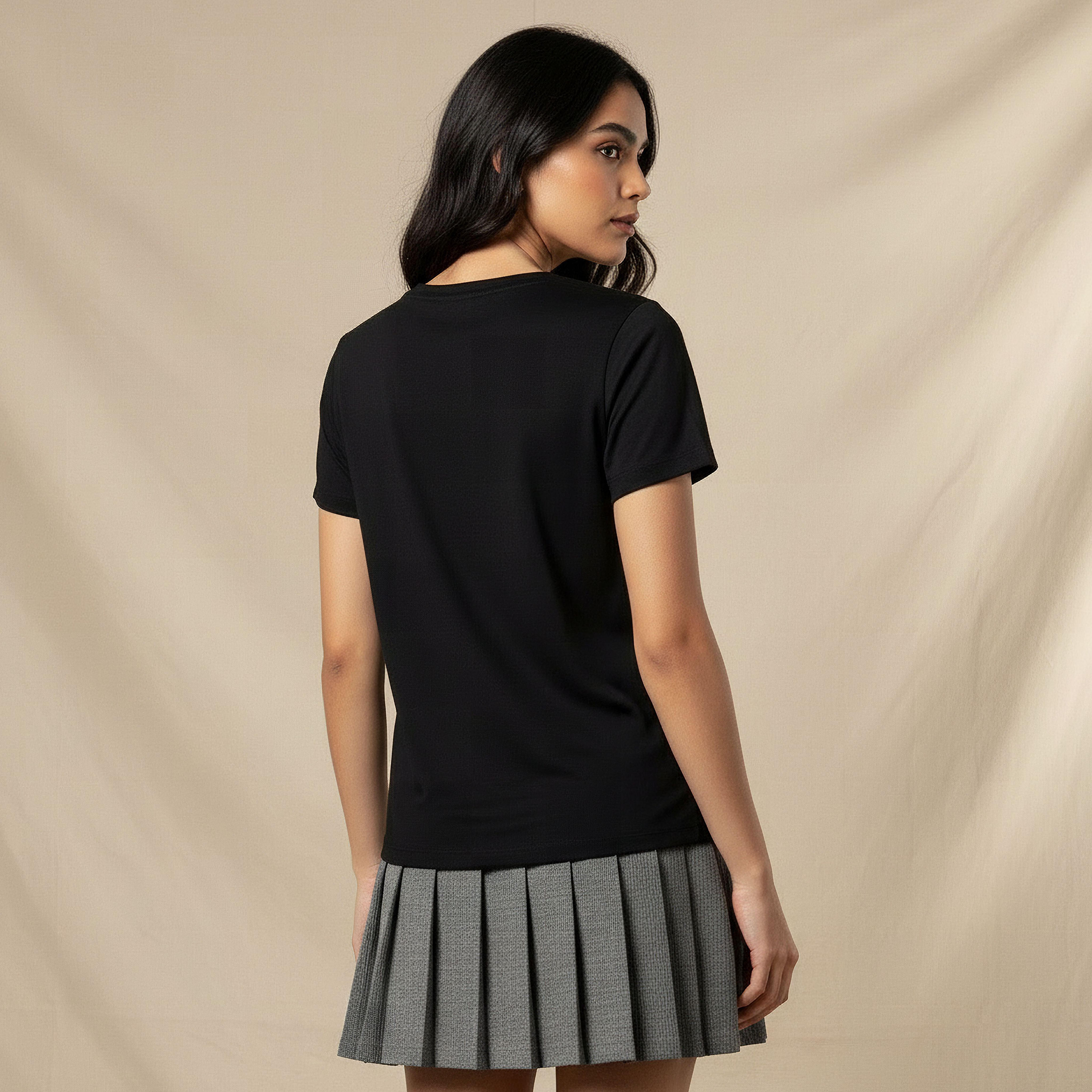 Regular Fit Cotton T-shirt with Embellishments-women-clothing-tshirts-image-4