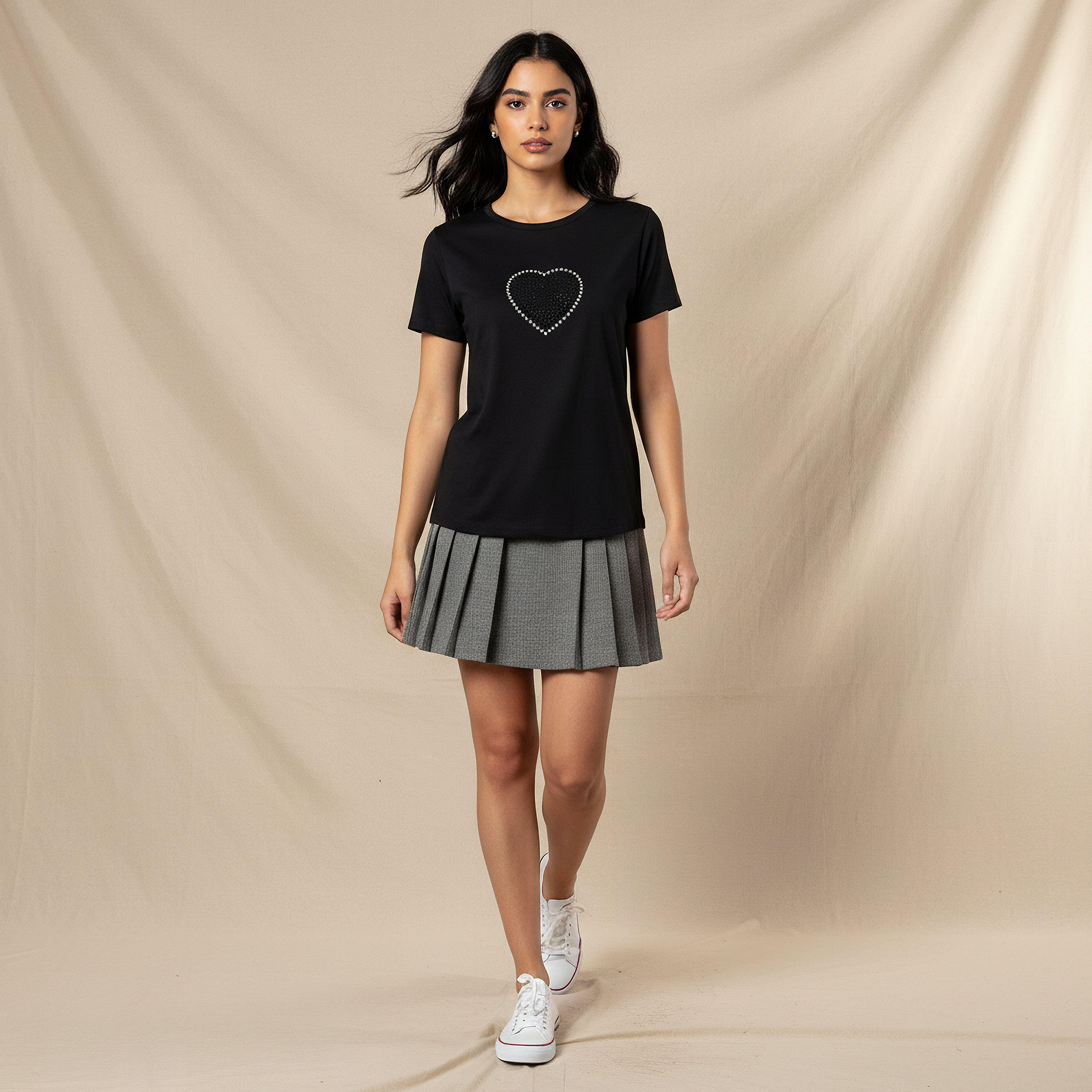 Regular Fit Cotton T-shirt with Embellishments-women-clothing-tshirts-image-5
