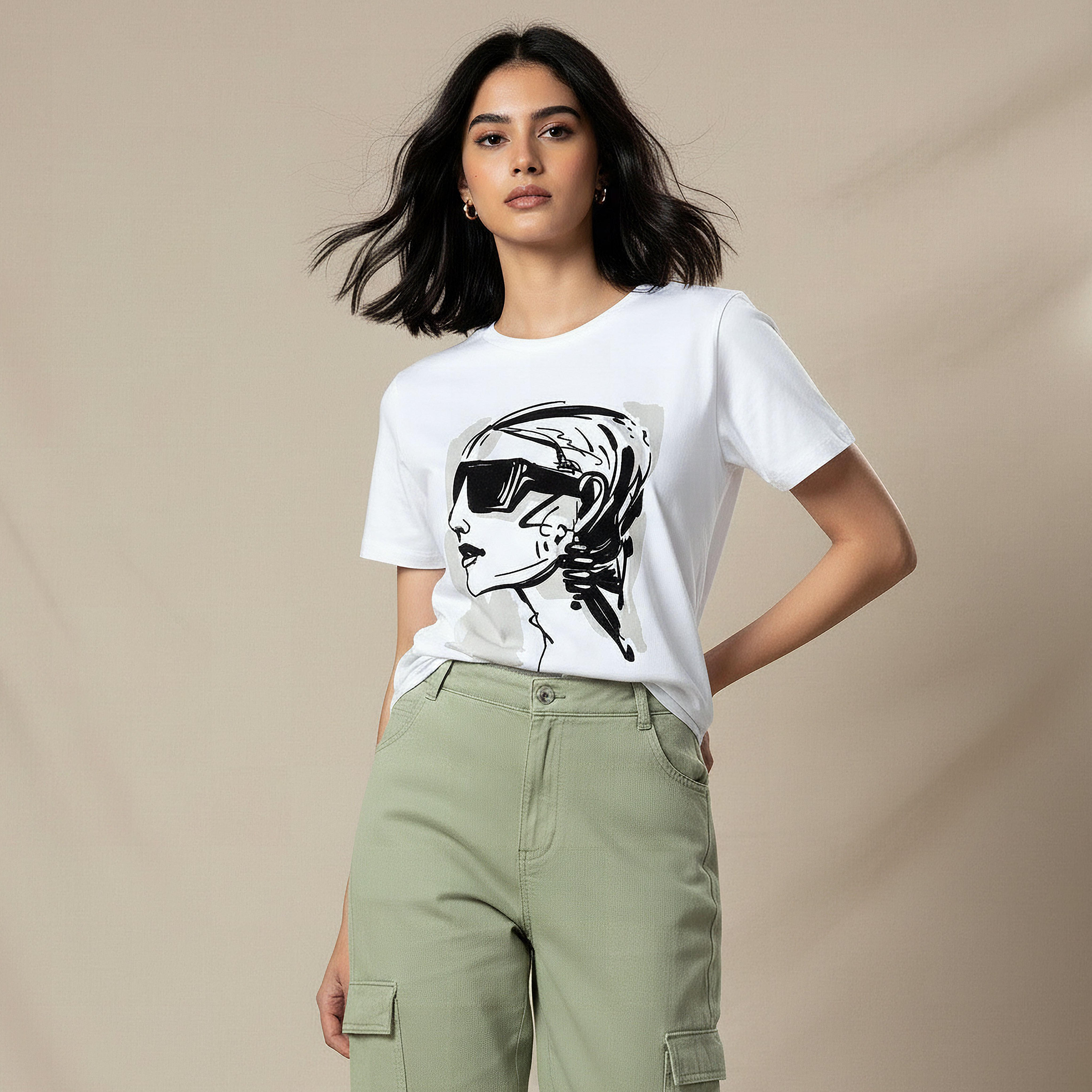 Regular Fit Cotton T-shirt with Print-women-clothing-tshirts-image-1