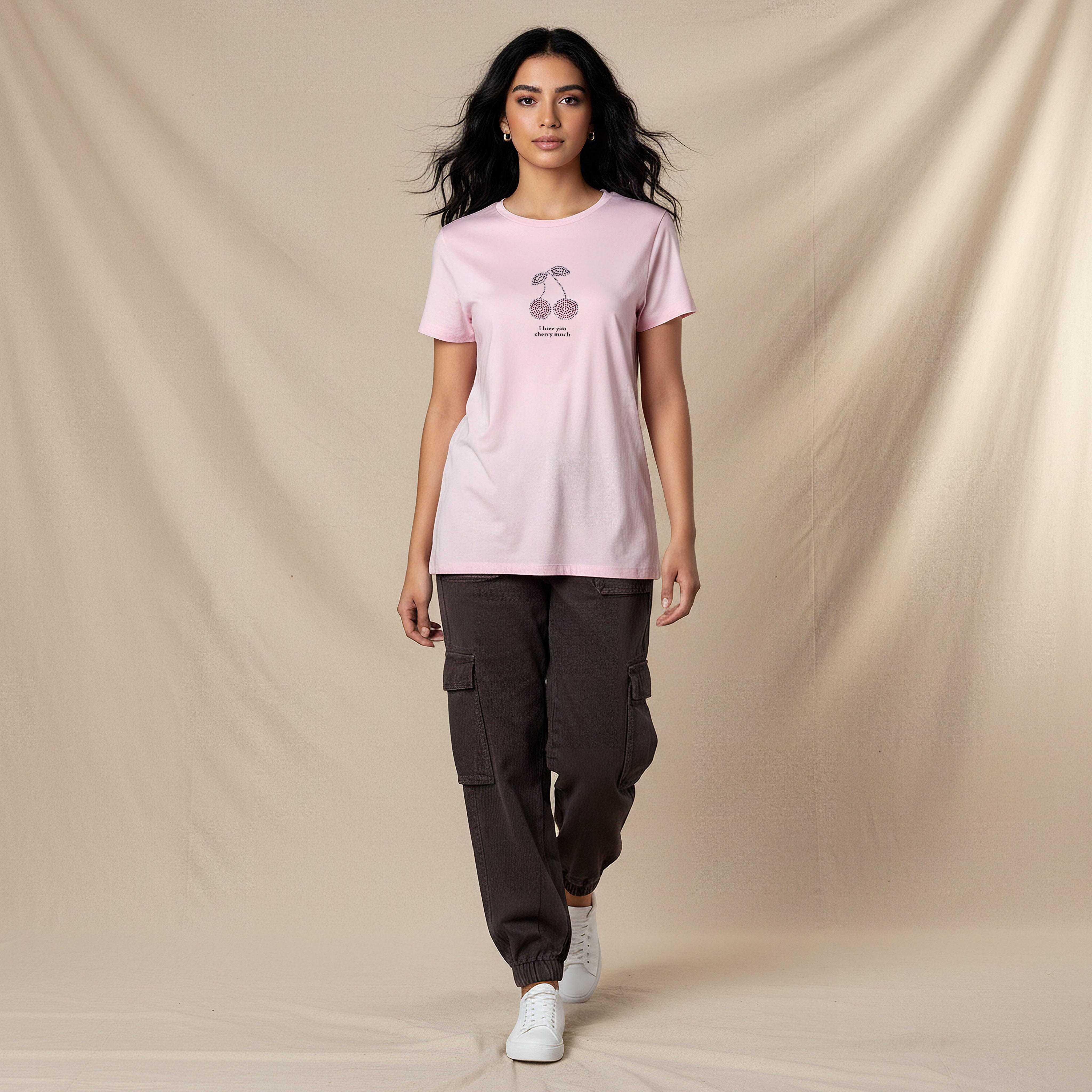 تيشيرت قطن بقصة عادية وزينة-women-clothing-tshirts-image-6