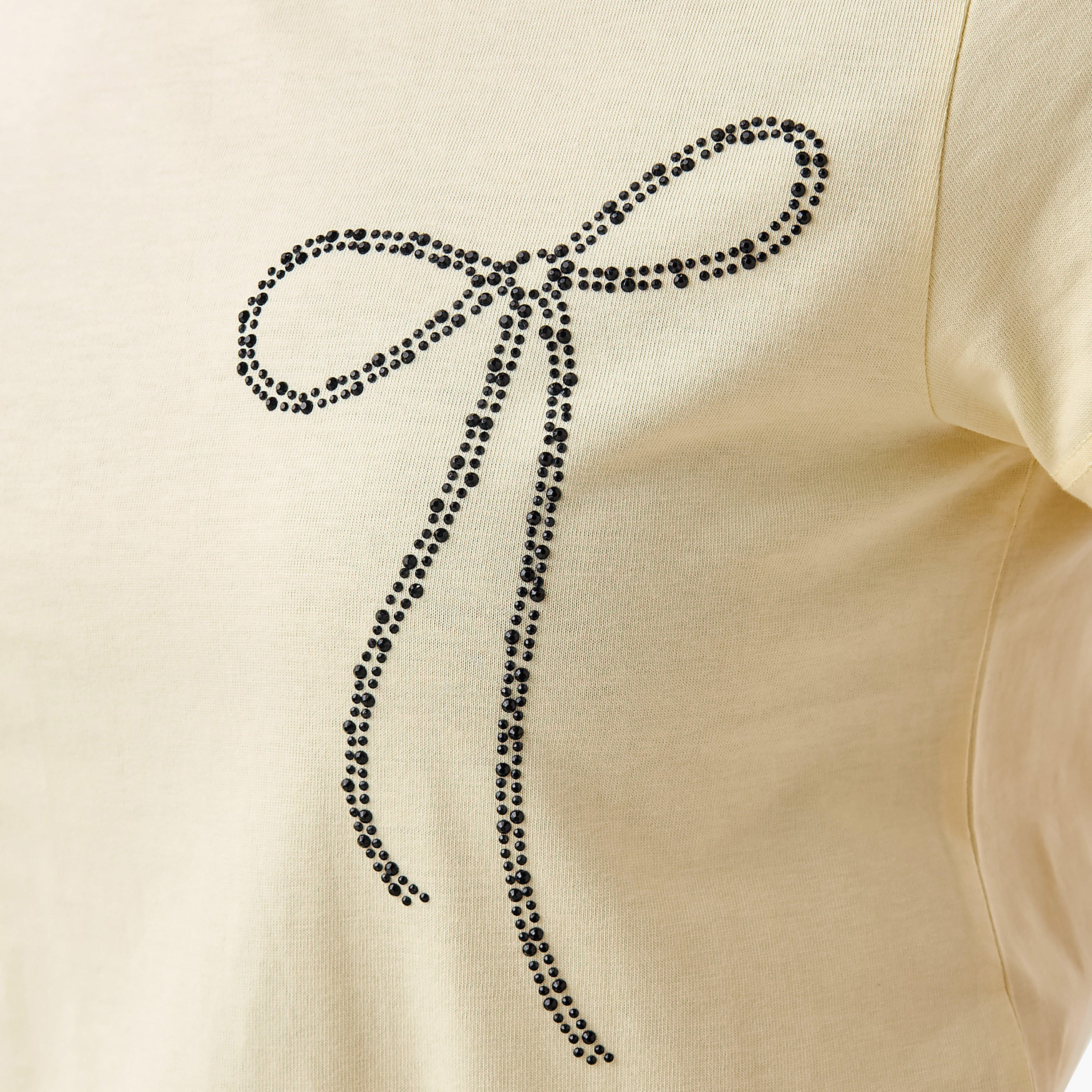 Cotton T-Shirt with Embellished Bow Detail-women-clothing-tshirts-image-8