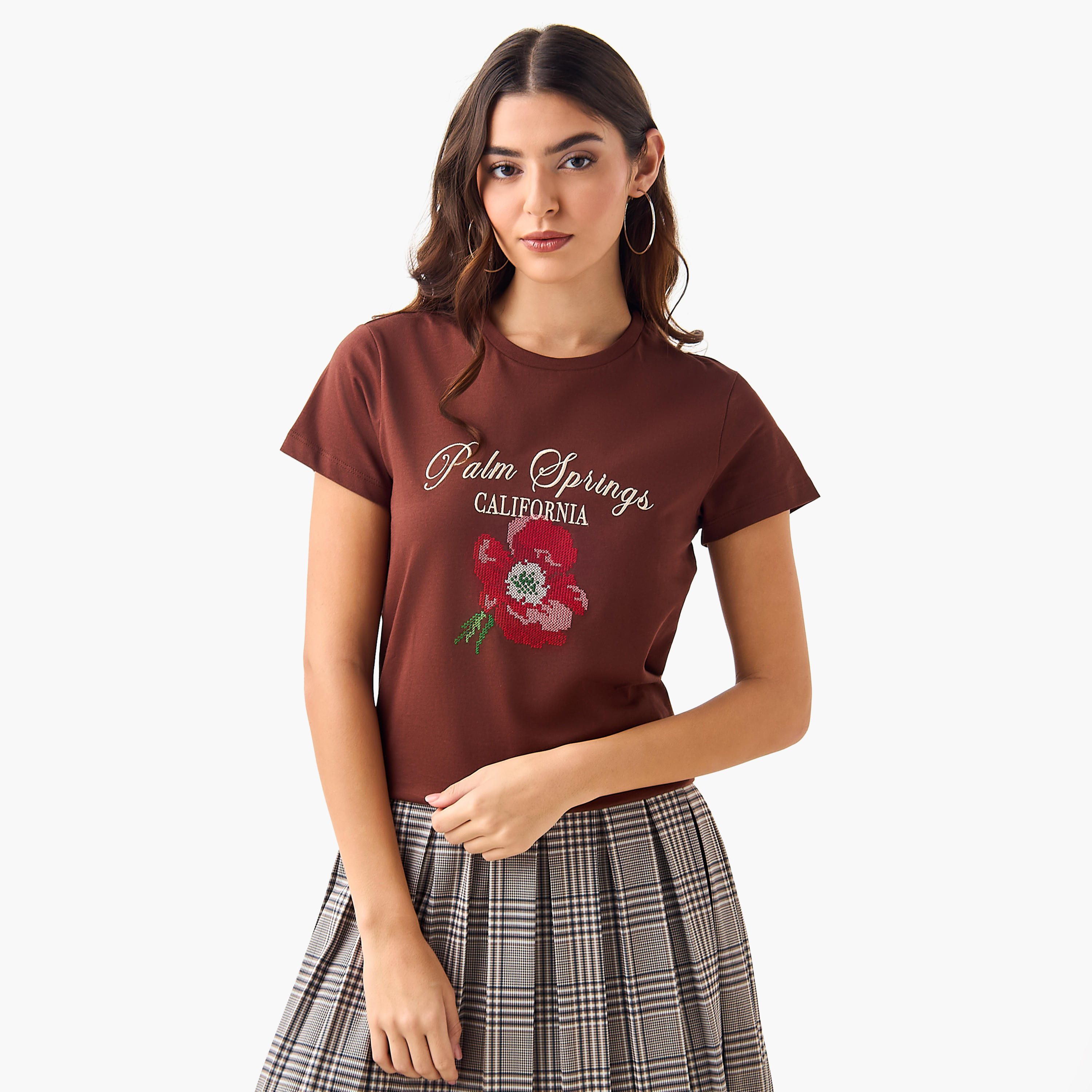 Cotton T-shirt with Print and Embroidery-women-clothing-tshirts-image-3