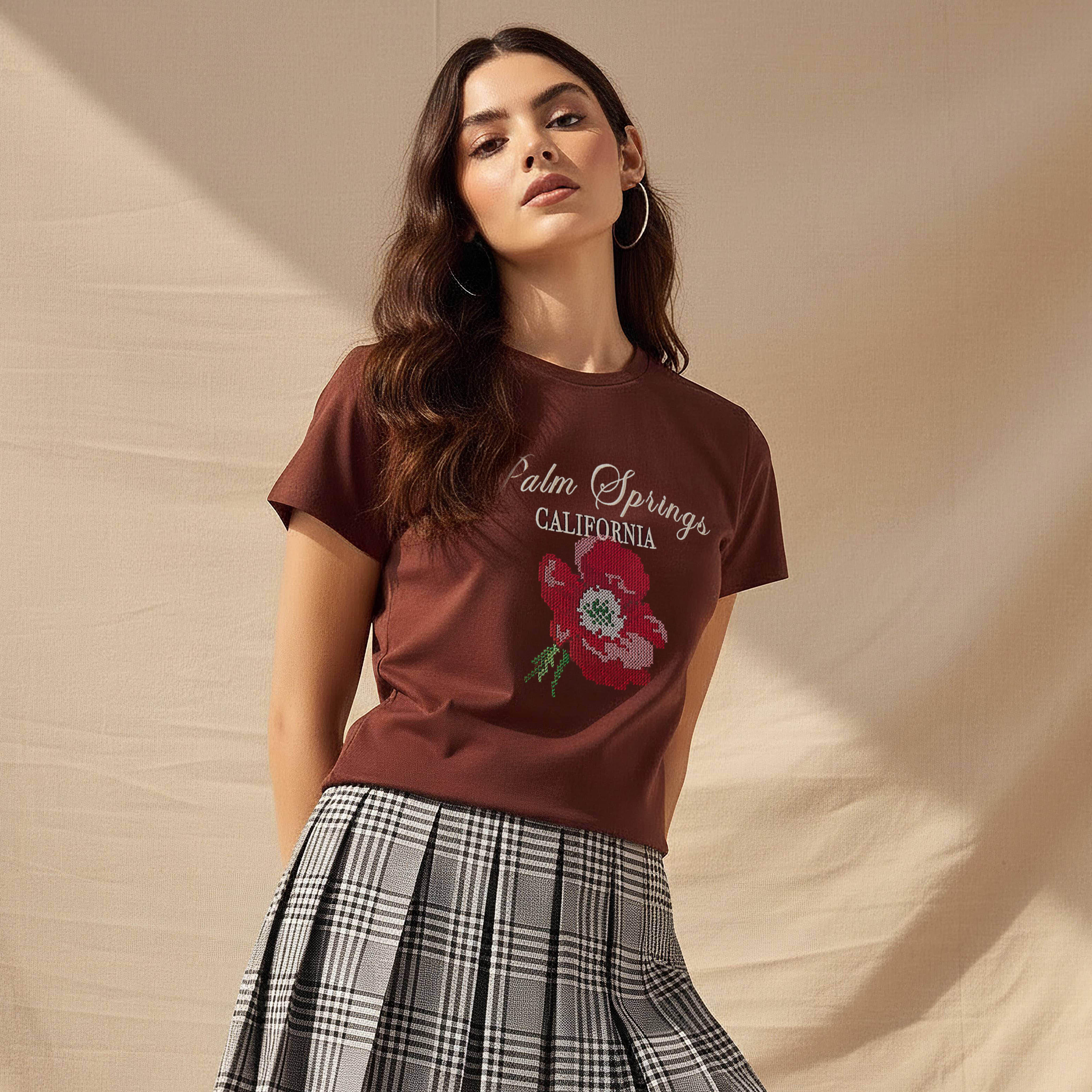 Cotton T-shirt with Print and Embroidery-women-clothing-tshirts-image-1