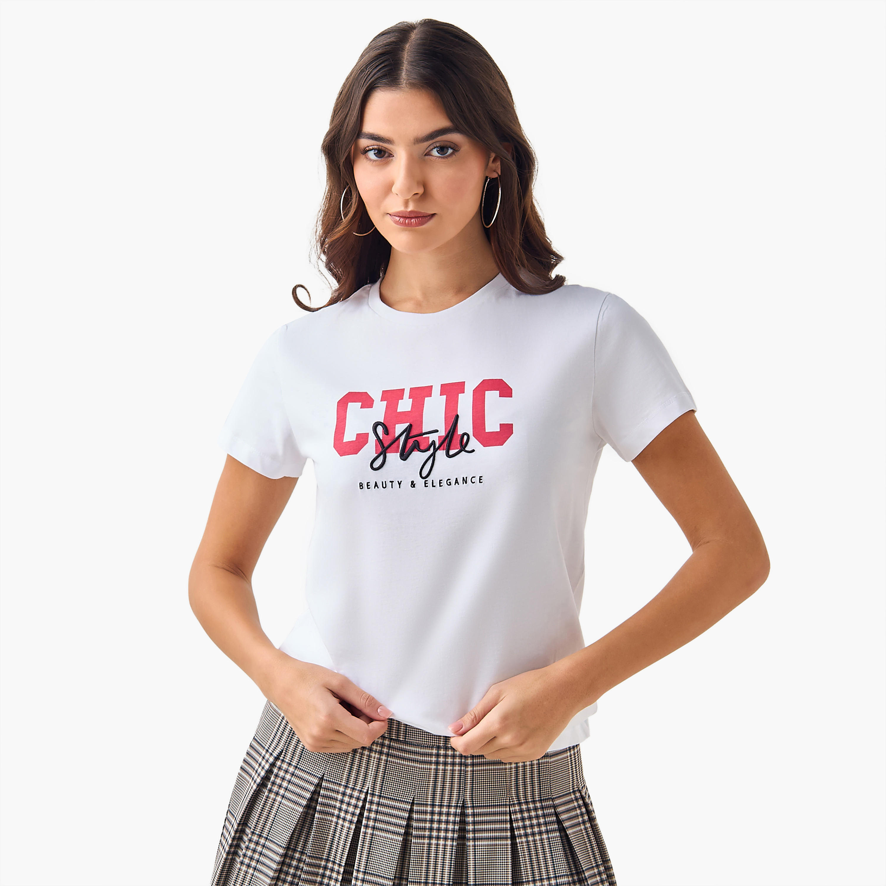 Cotton T-shirt with Print and Embroidery-women-clothing-tshirts-image-4