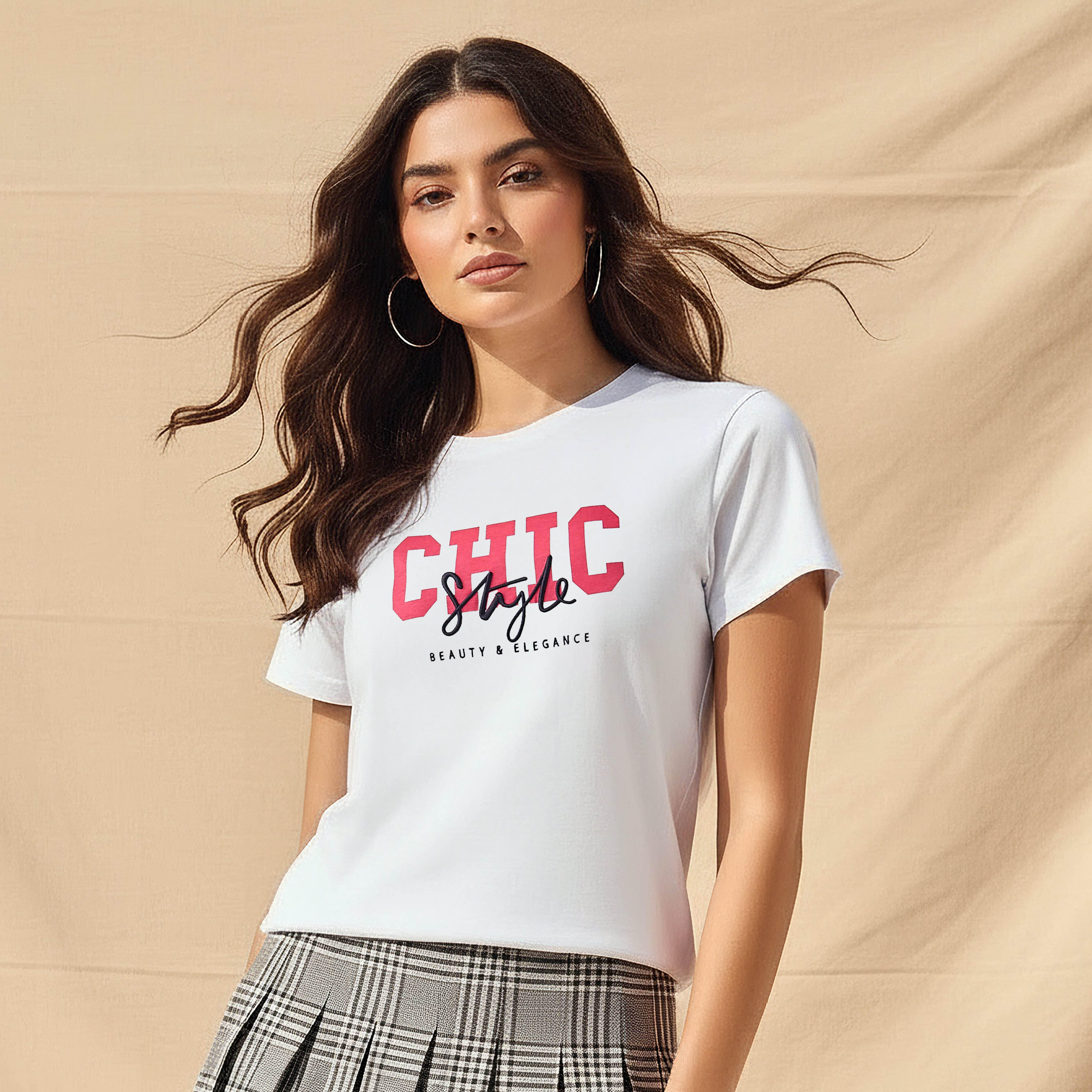 Cotton T-shirt with Print and Embroidery-women-clothing-tshirts-image-1