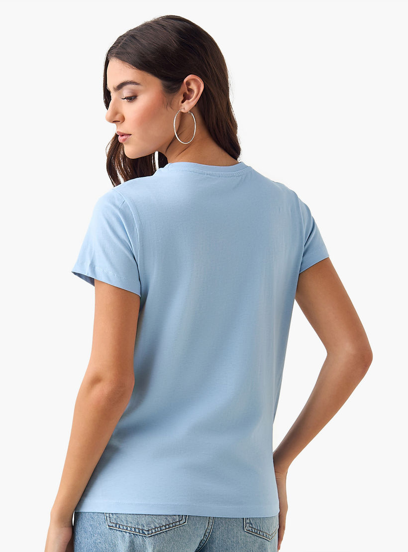 Cotton T-shirt with Print and Embroidery-women-clothing-tshirts-image-5