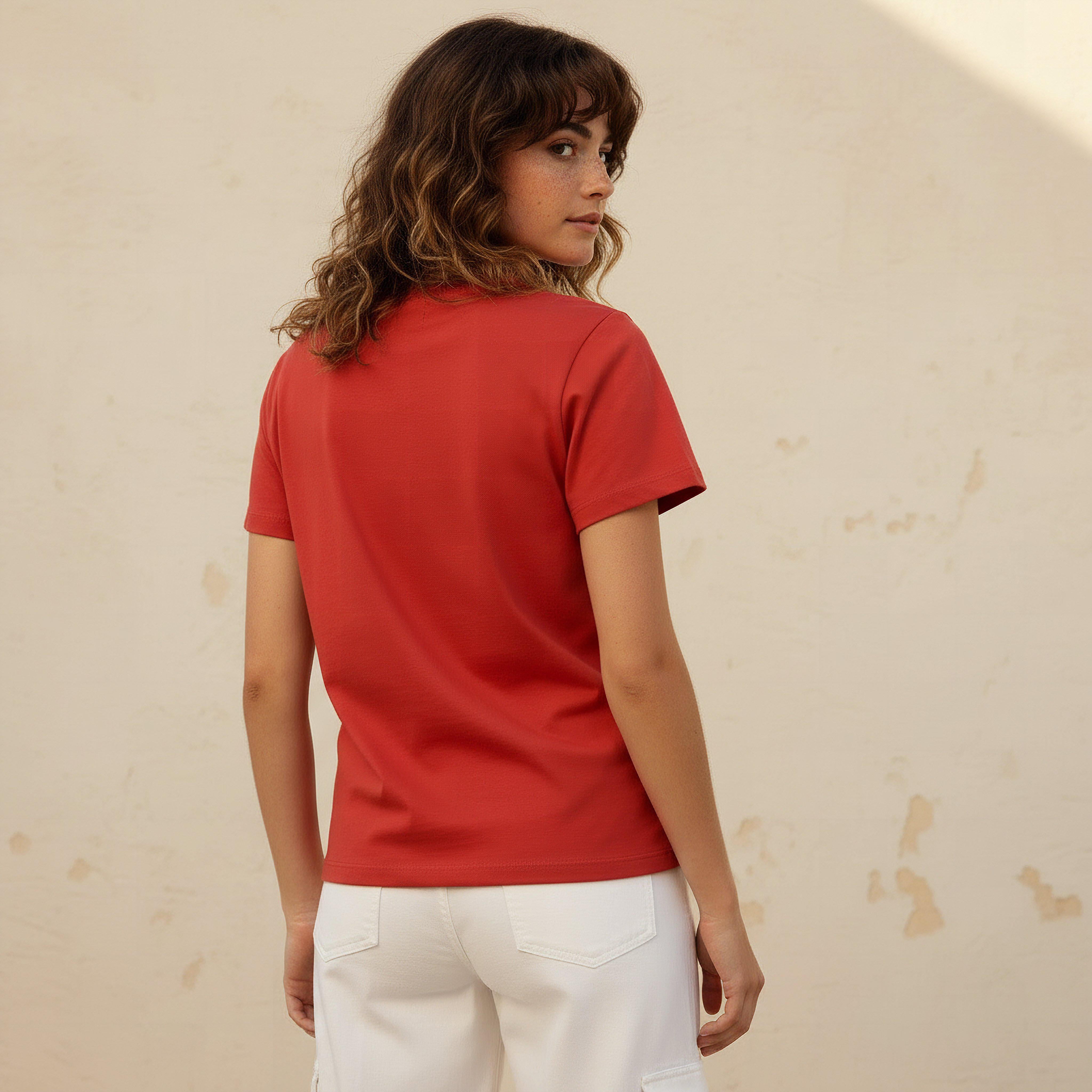 Cotton T-shirt with Text Embroidery-women-clothing-tshirts-image-4