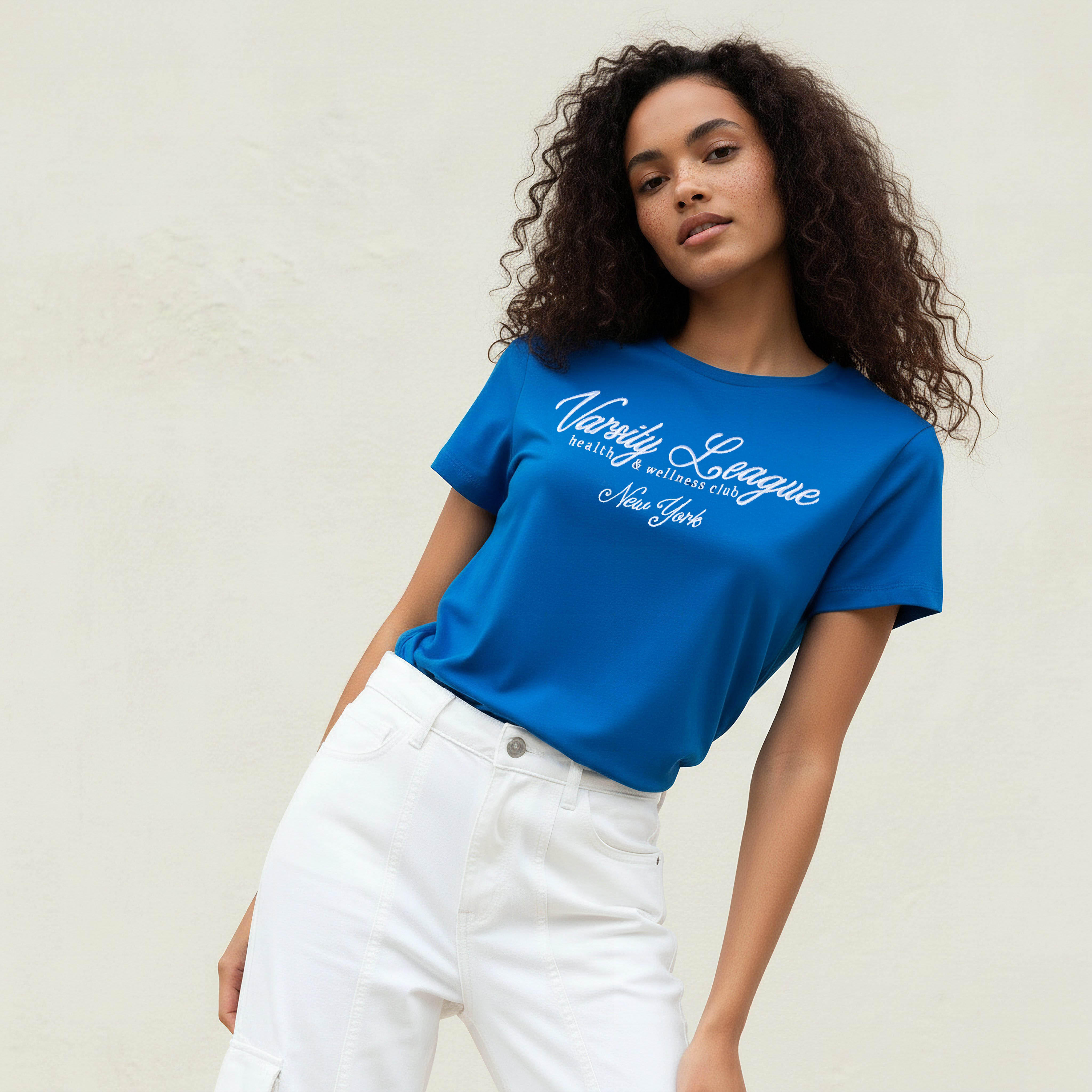 Cotton T-shirt with Text Embroidery-women-clothing-tshirts-image-1