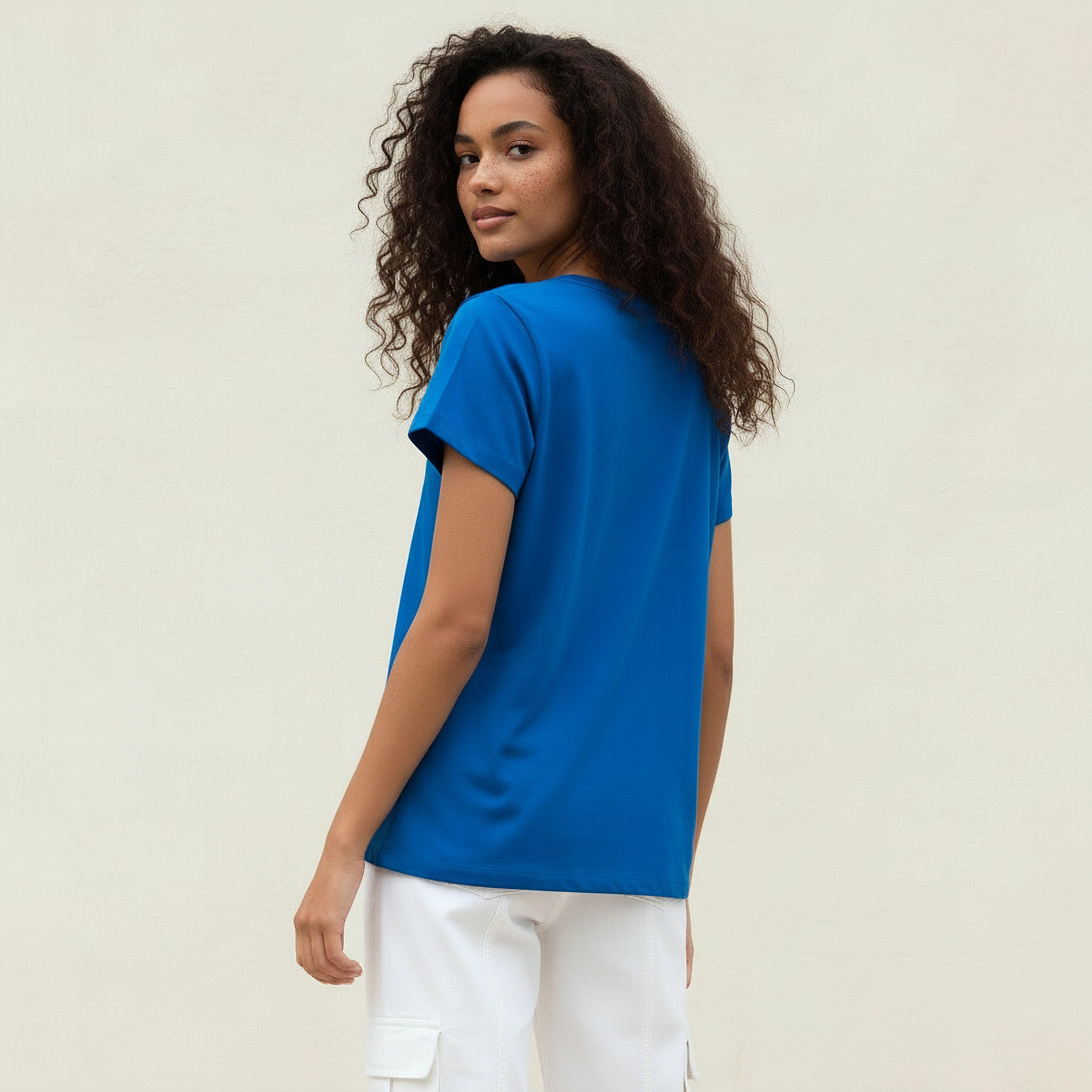Cotton T-shirt with Text Embroidery-women-clothing-tshirts-image-4
