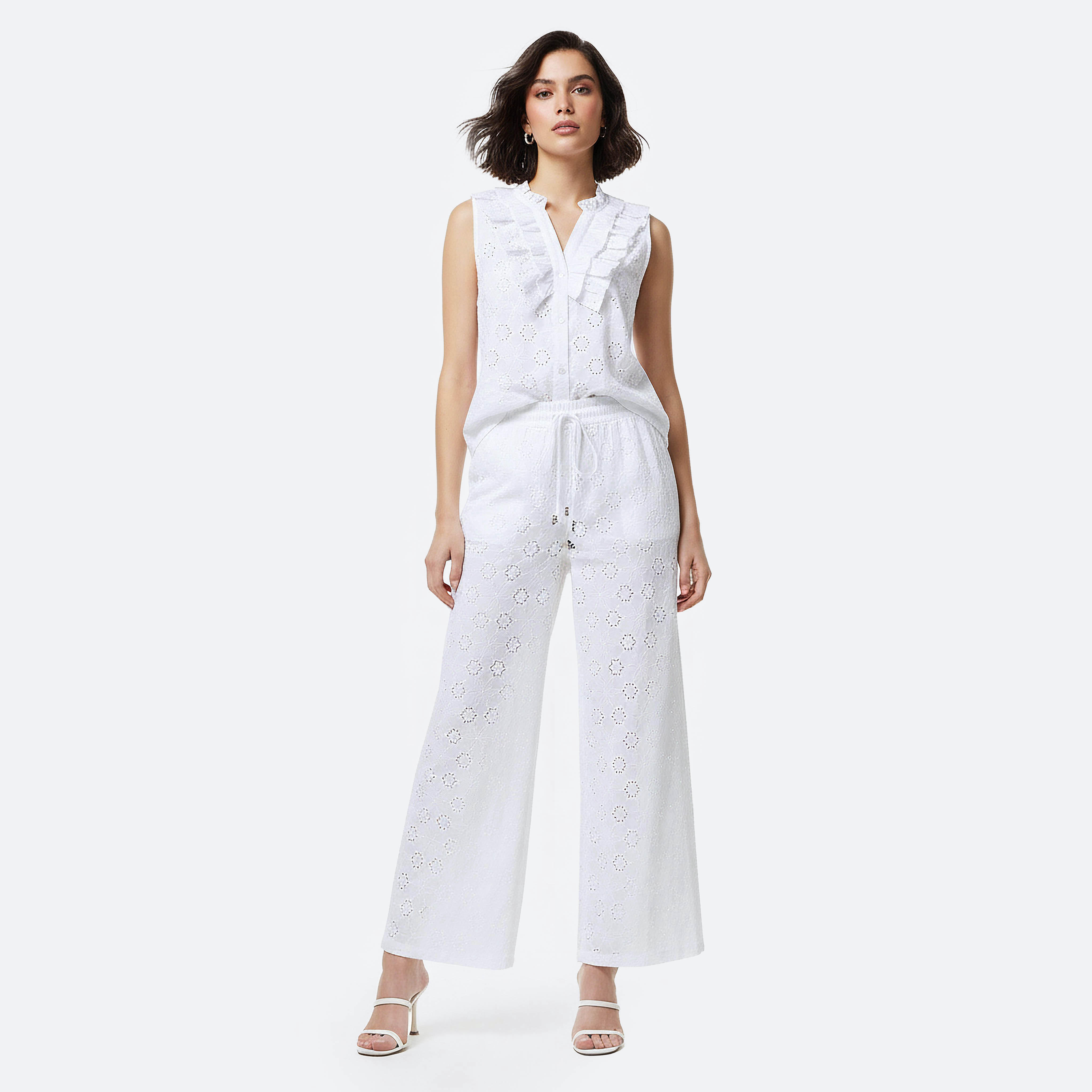 Mid-Rise Schiffli Embroidered Cotton Wide Leg Trousers-women-clothing-coordsets-image-5